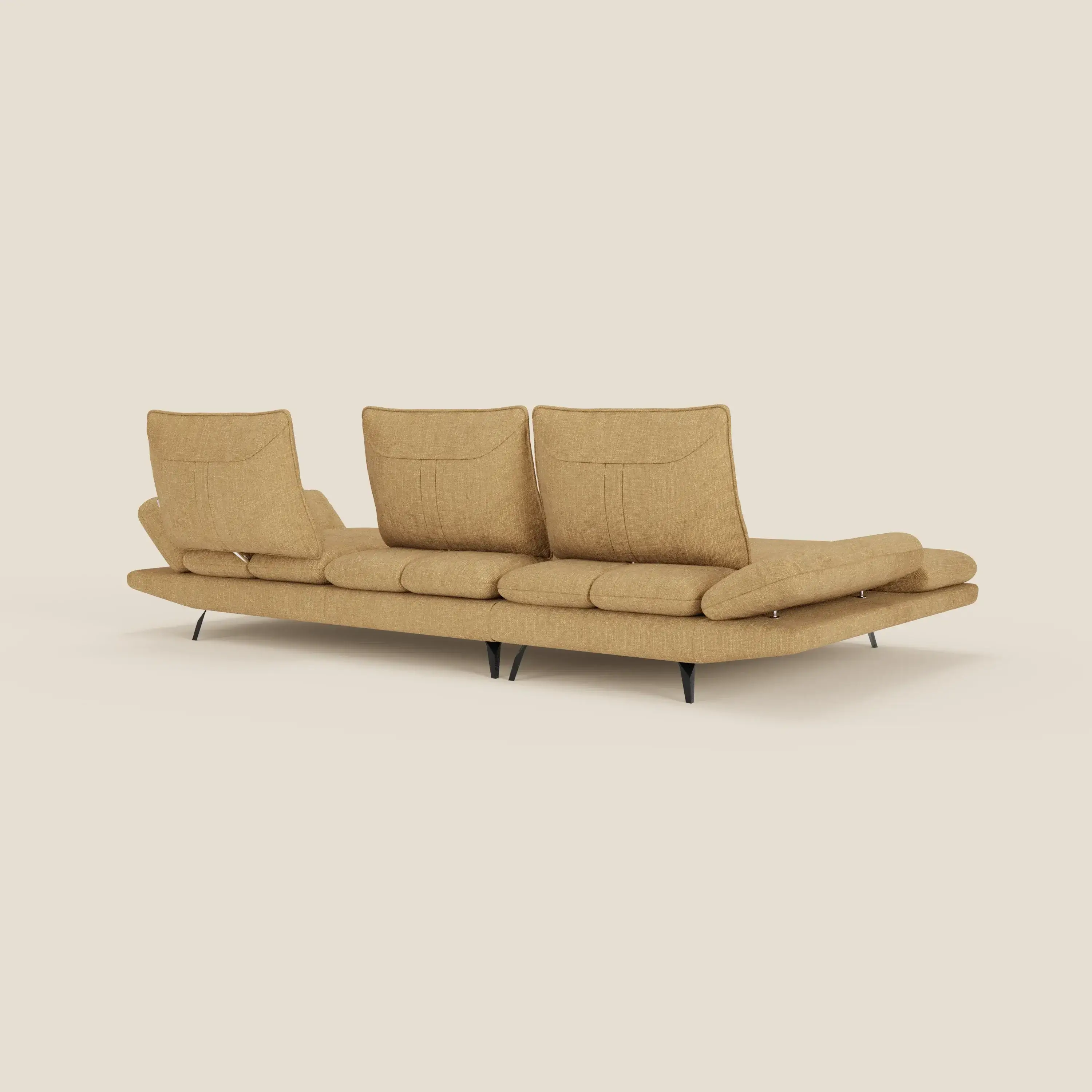 Ardex Canapé avec méridienne - dossiers coulissants et accoudoirs réglables en élégant tissu imperméable T06 jaune - Image 9