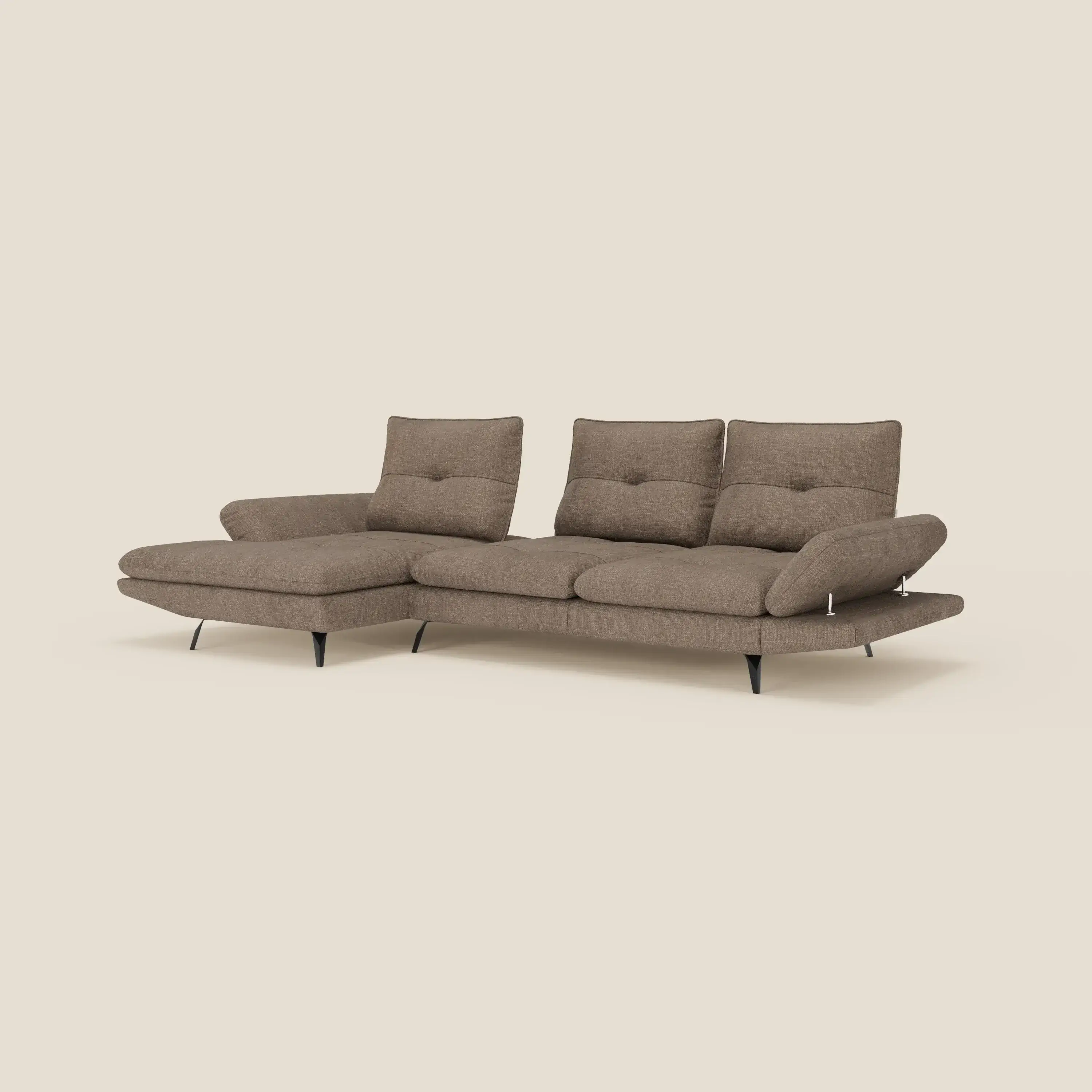 Ardex Canapé avec méridienne - dossiers coulissants et accoudoirs réglables en élégant tissu imperméable T06 marron - Image 2
