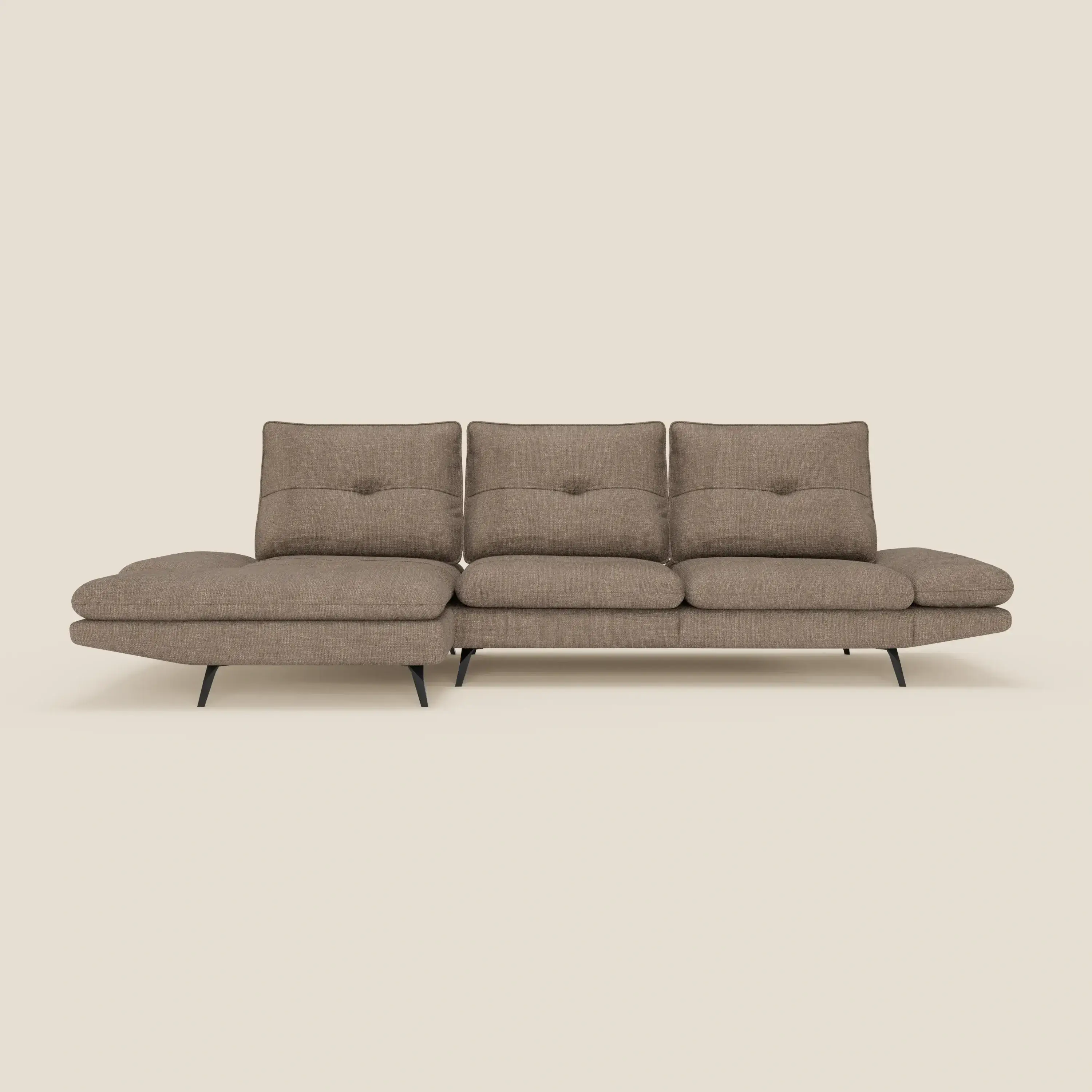 Ardex Canapé avec méridienne - dossiers coulissants et accoudoirs réglables en élégant tissu imperméable T06 marron - Image 3