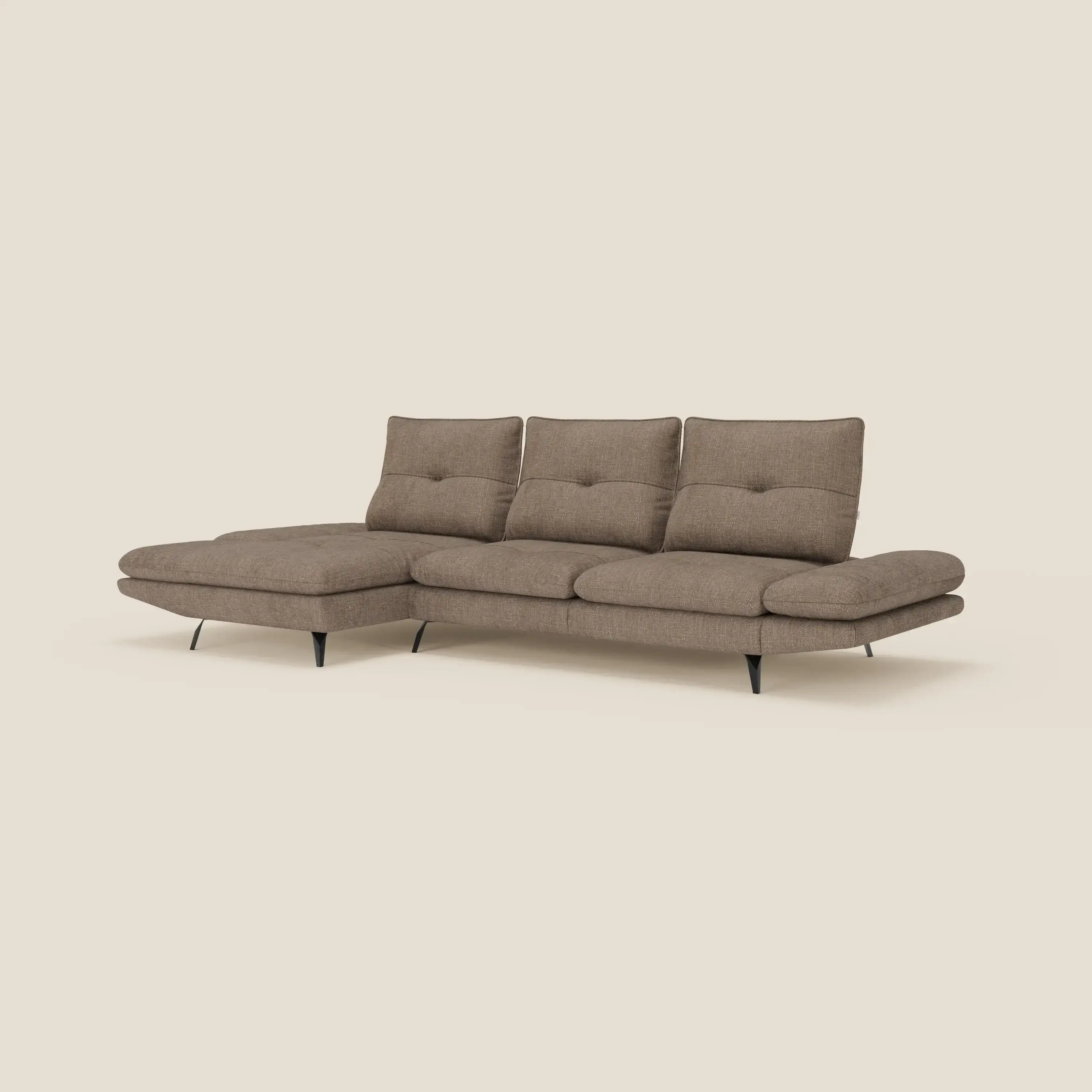 Ardex Canapé avec méridienne - dossiers coulissants et accoudoirs réglables en élégant tissu imperméable T06 marron - Image 5