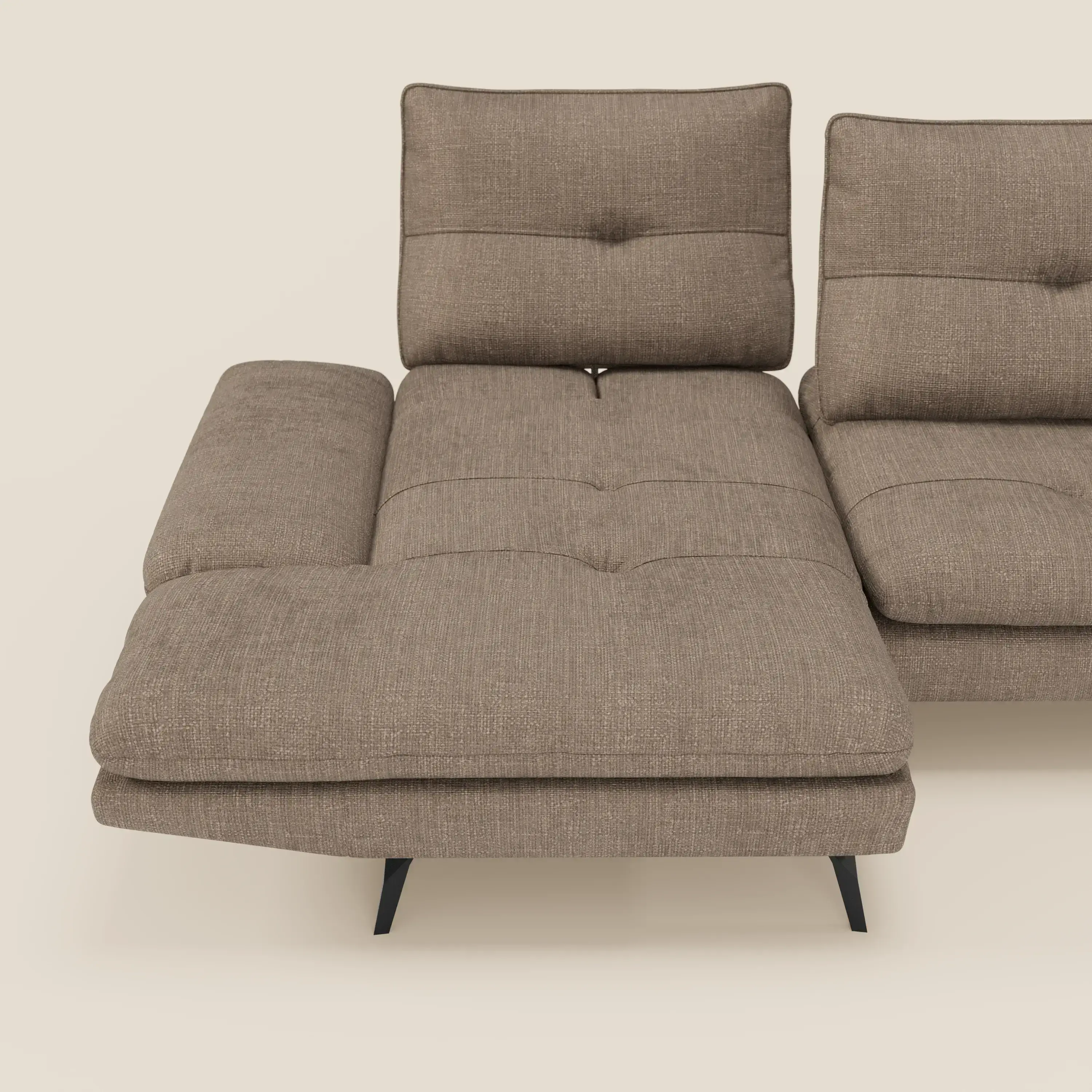 Ardex Canapé avec méridienne - dossiers coulissants et accoudoirs réglables en élégant tissu imperméable T06 marron - Image 8