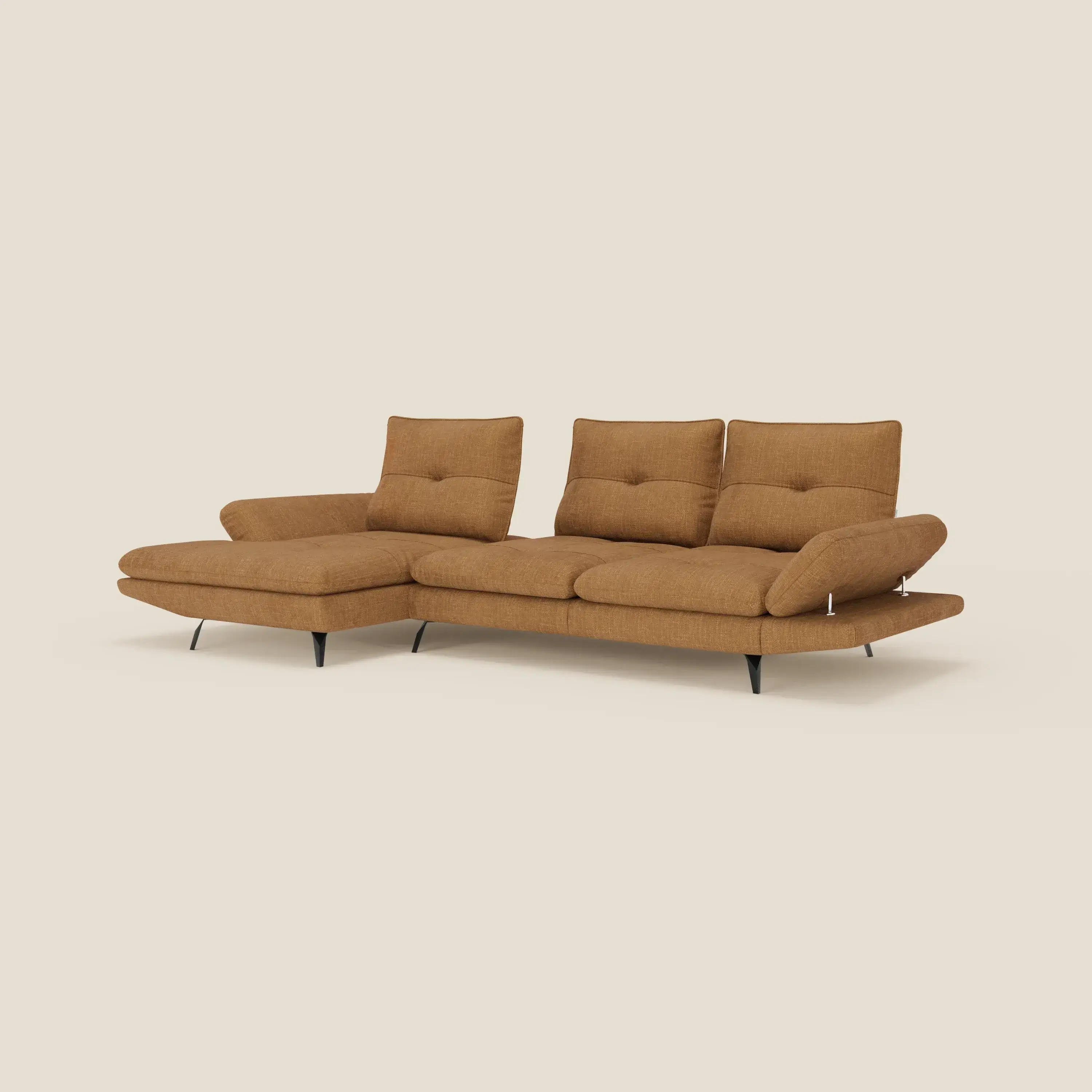 Ardex Canapé avec méridienne - dossiers coulissants et accoudoirs réglables en élégant tissu imperméable T06 ocre - Image 2