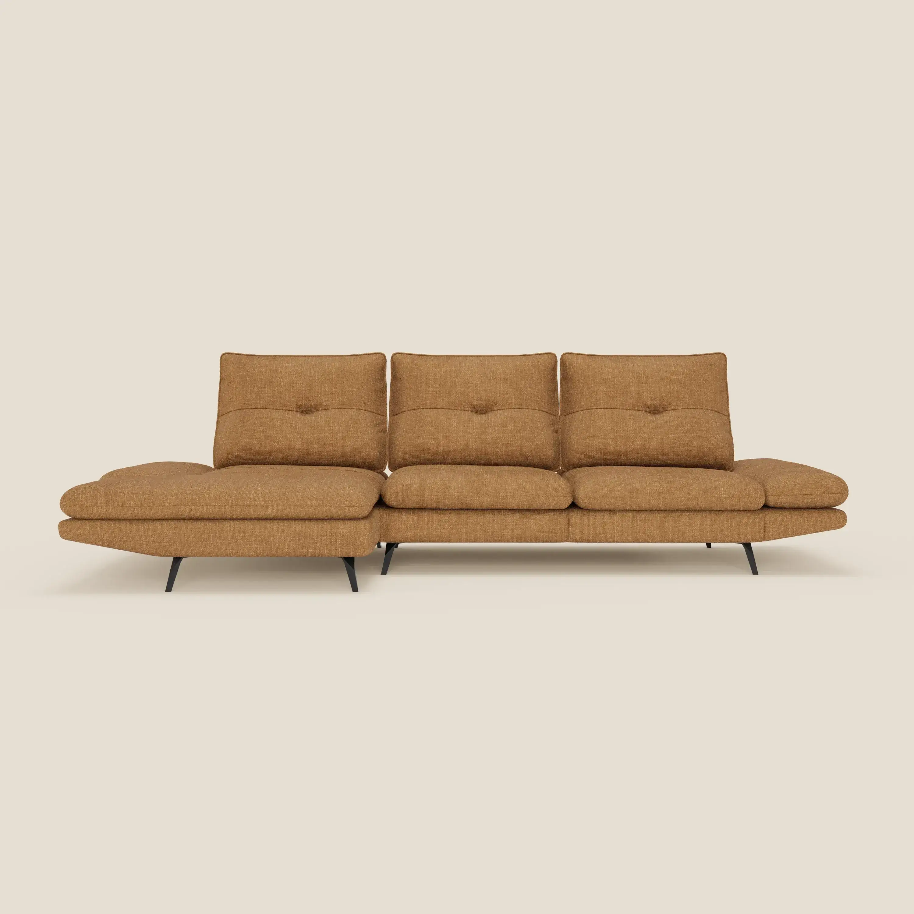 Ardex Canapé avec méridienne - dossiers coulissants et accoudoirs réglables en élégant tissu imperméable T06 ocre - Image 3