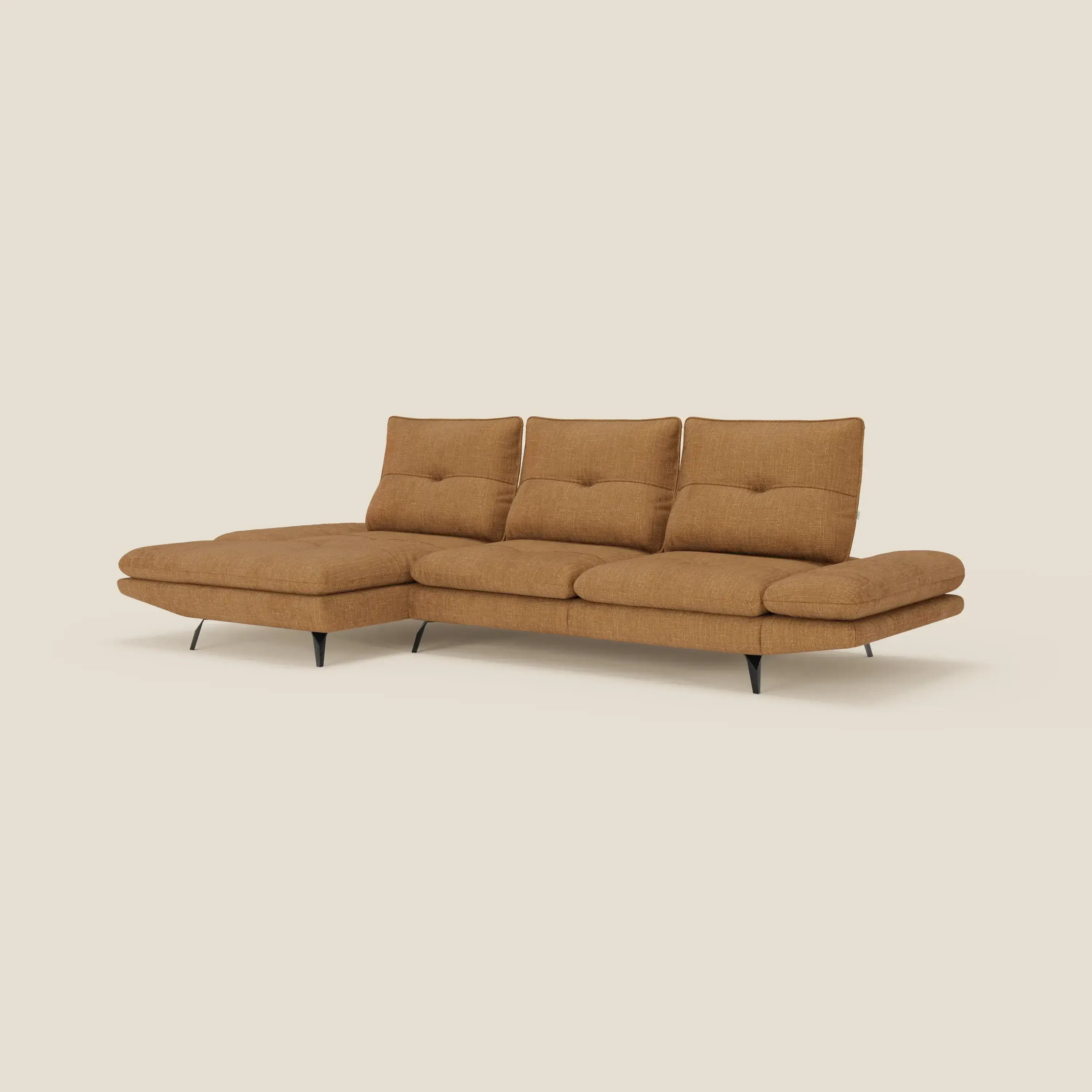 Ardex Canapé avec méridienne - dossiers coulissants et accoudoirs réglables en élégant tissu imperméable T06 ocre - Image 5