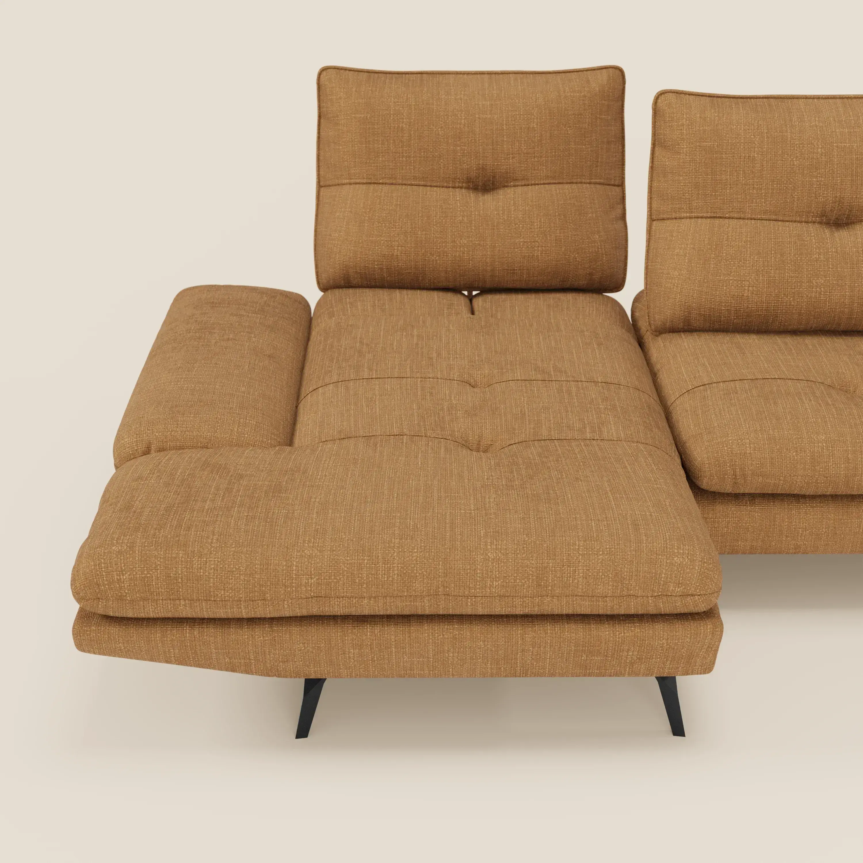 Ardex Canapé avec méridienne - dossiers coulissants et accoudoirs réglables en élégant tissu imperméable T06 ocre - Image 8