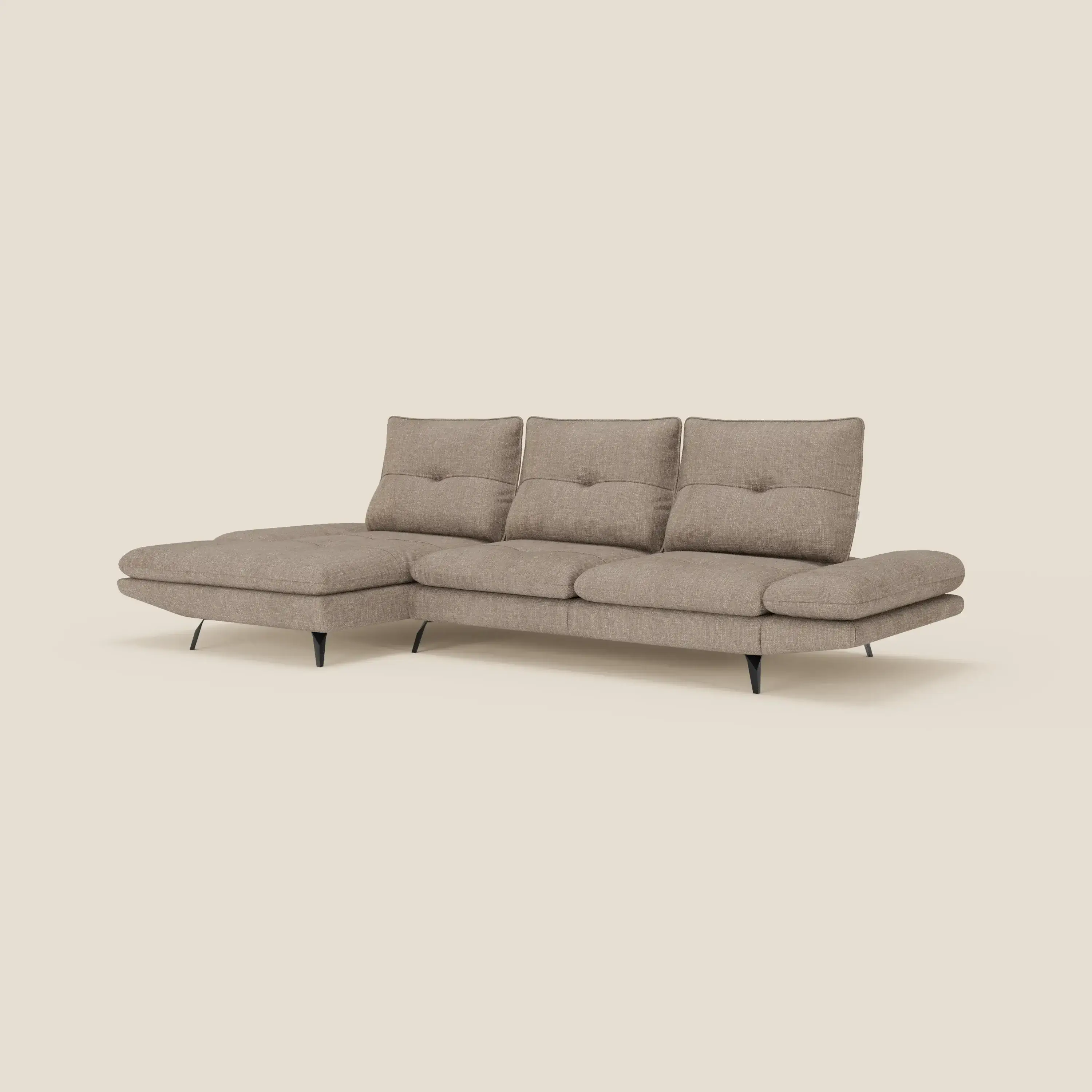 Ardex Canapé avec méridienne - dossiers coulissants et accoudoirs réglables en élégant tissu imperméable T06 taupe - Image 5