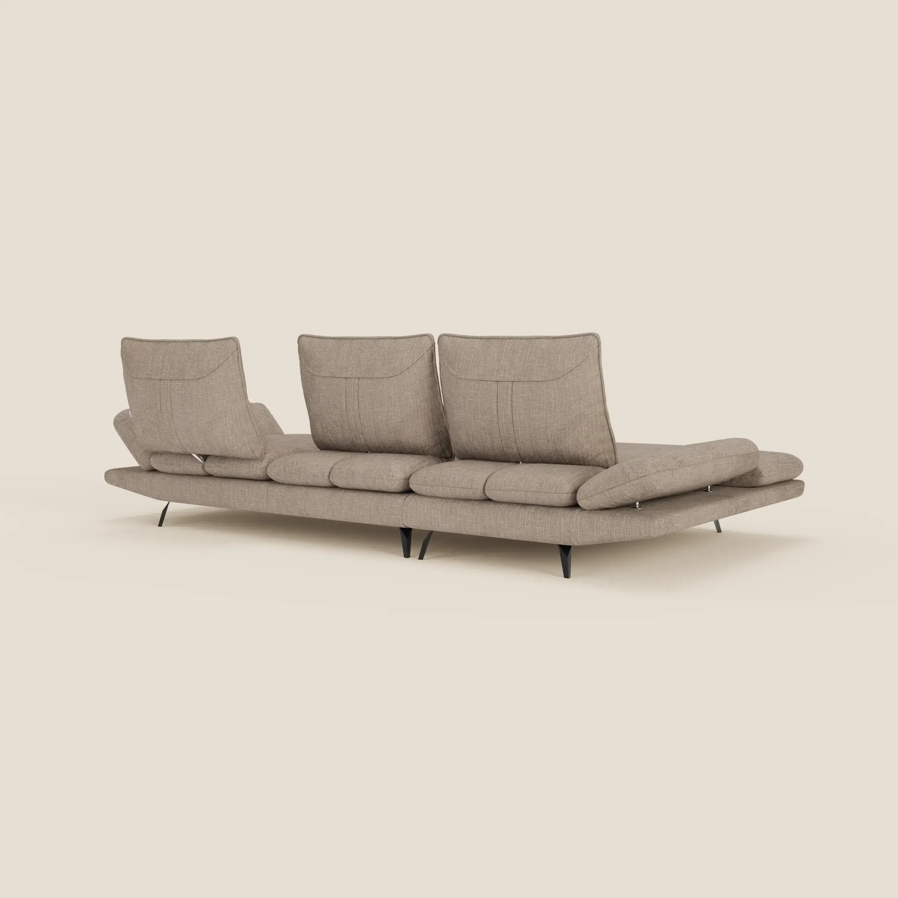 Ardex Canapé avec méridienne - dossiers coulissants et accoudoirs réglables en élégant tissu imperméable T06 taupe - Image 9