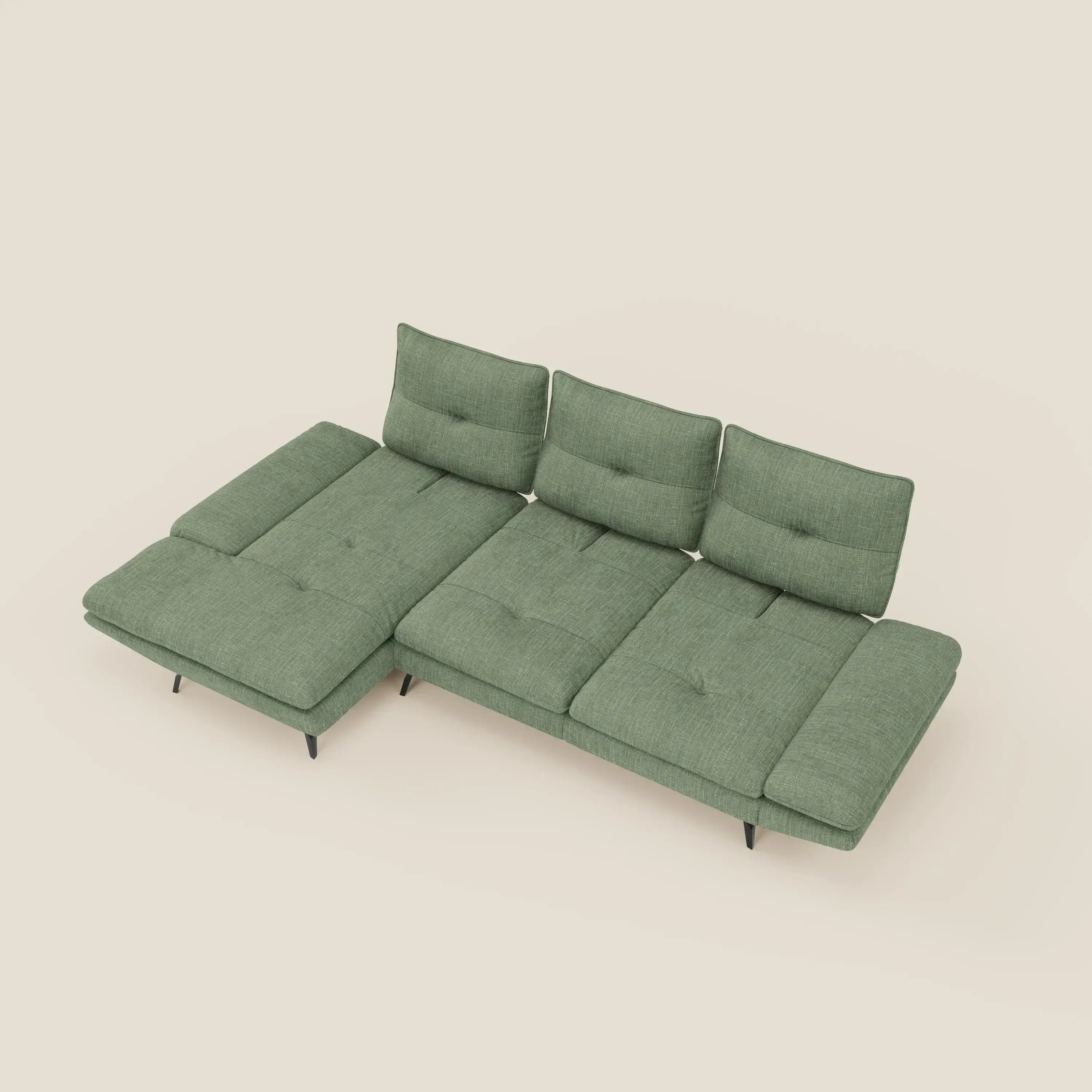 Ardex Canapé avec méridienne - dossiers coulissants et accoudoirs réglables en élégant tissu imperméable T06 vert - Image 11