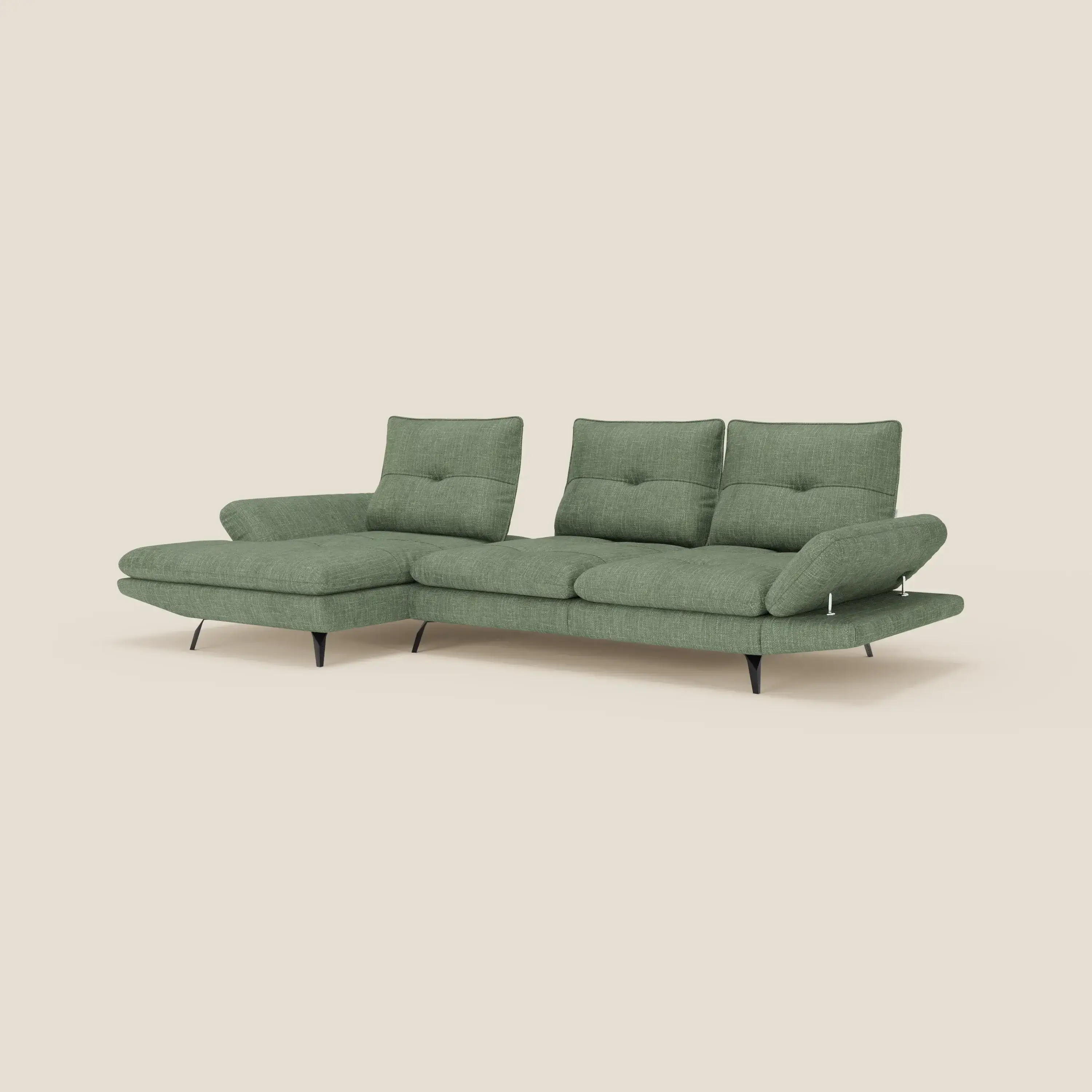 Ardex Canapé avec méridienne - dossiers coulissants et accoudoirs réglables en élégant tissu imperméable T06 vert - Image 2