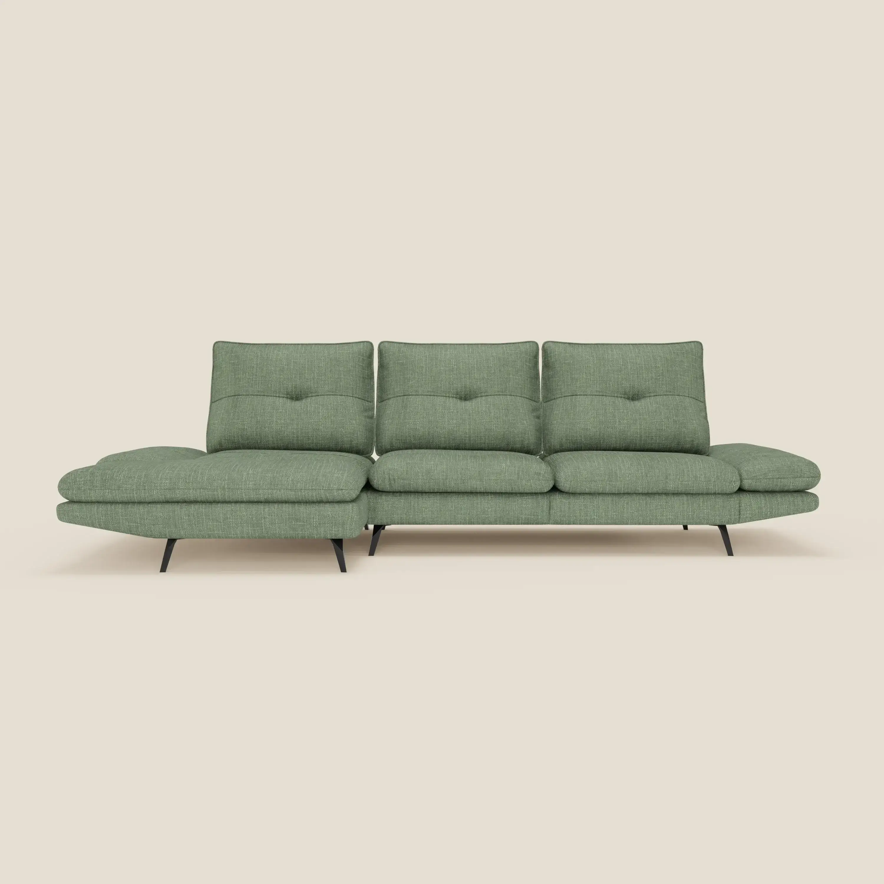 Ardex Canapé avec méridienne - dossiers coulissants et accoudoirs réglables en élégant tissu imperméable T06 vert - Image 3