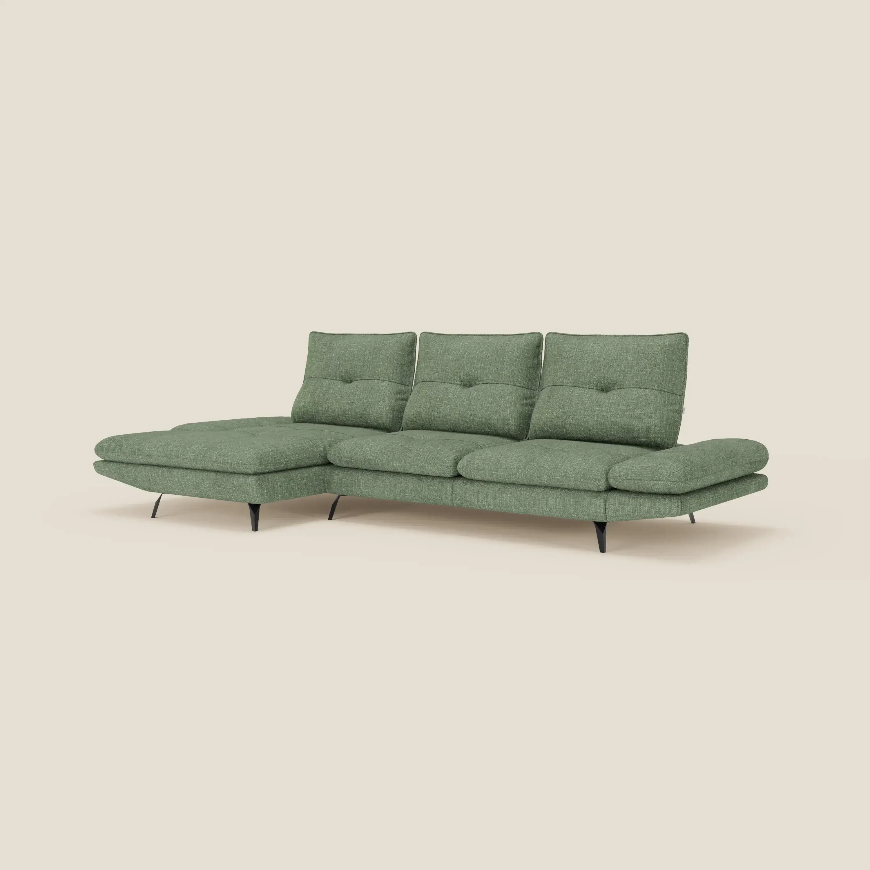 Ardex Canapé avec méridienne - dossiers coulissants et accoudoirs réglables en élégant tissu imperméable T06 vert - Image 5