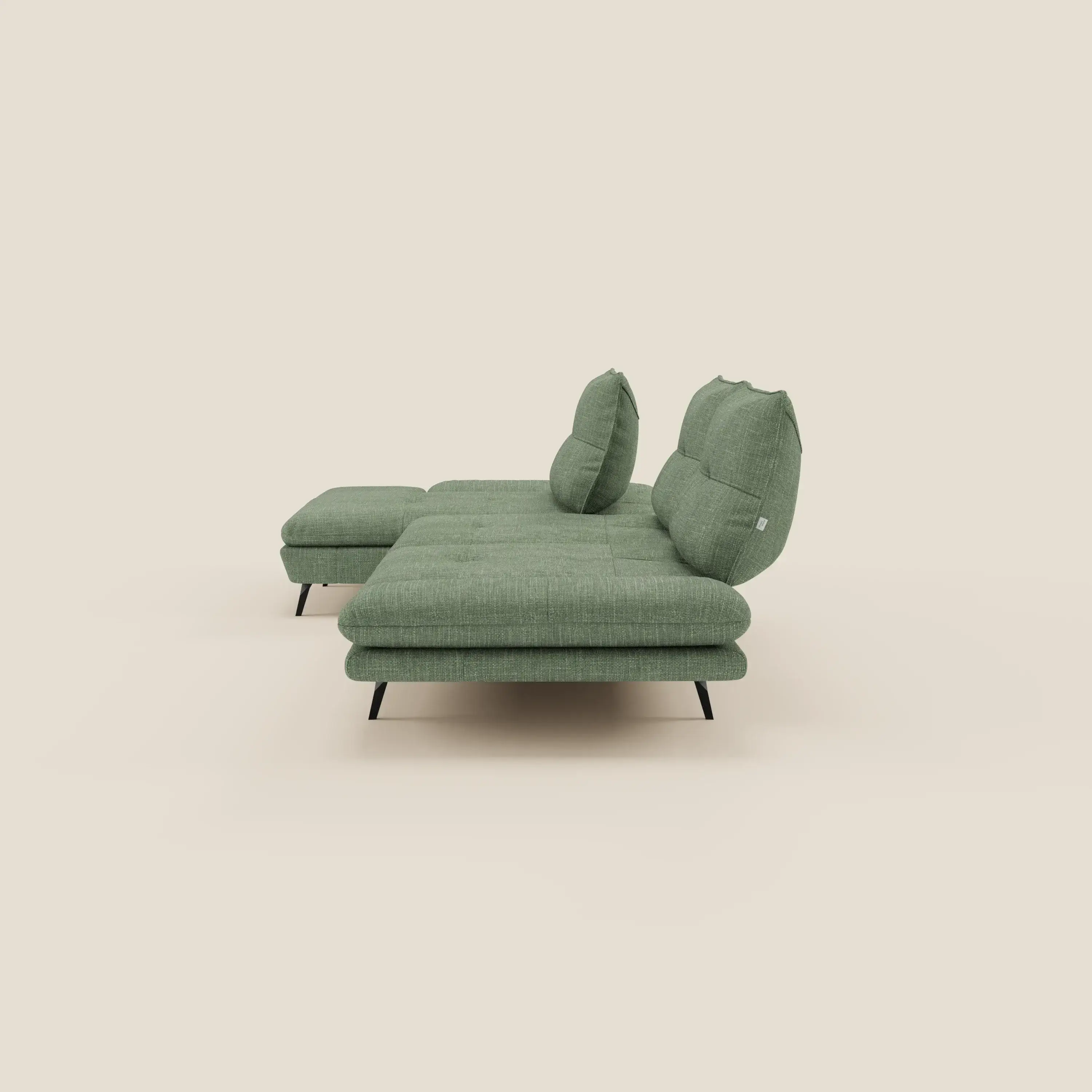 Ardex Canapé avec méridienne - dossiers coulissants et accoudoirs réglables en élégant tissu imperméable T06 vert - Image 7