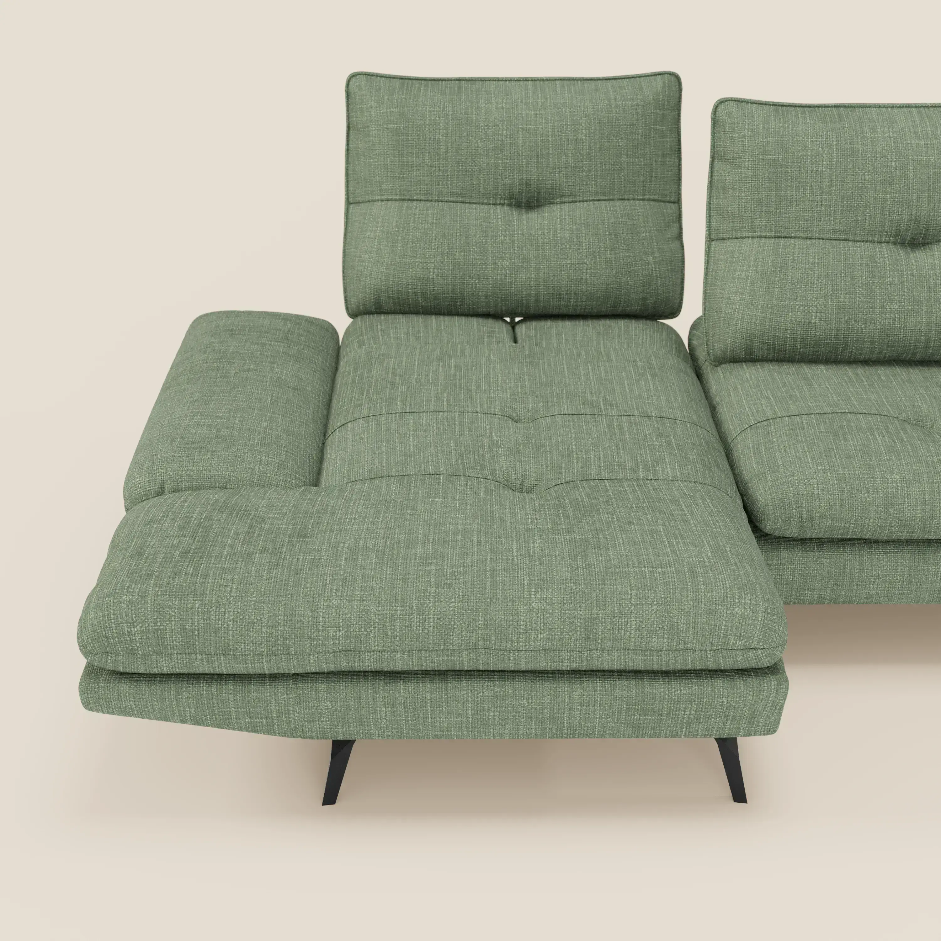 Ardex Canapé avec méridienne - dossiers coulissants et accoudoirs réglables en élégant tissu imperméable T06 vert - Image 8