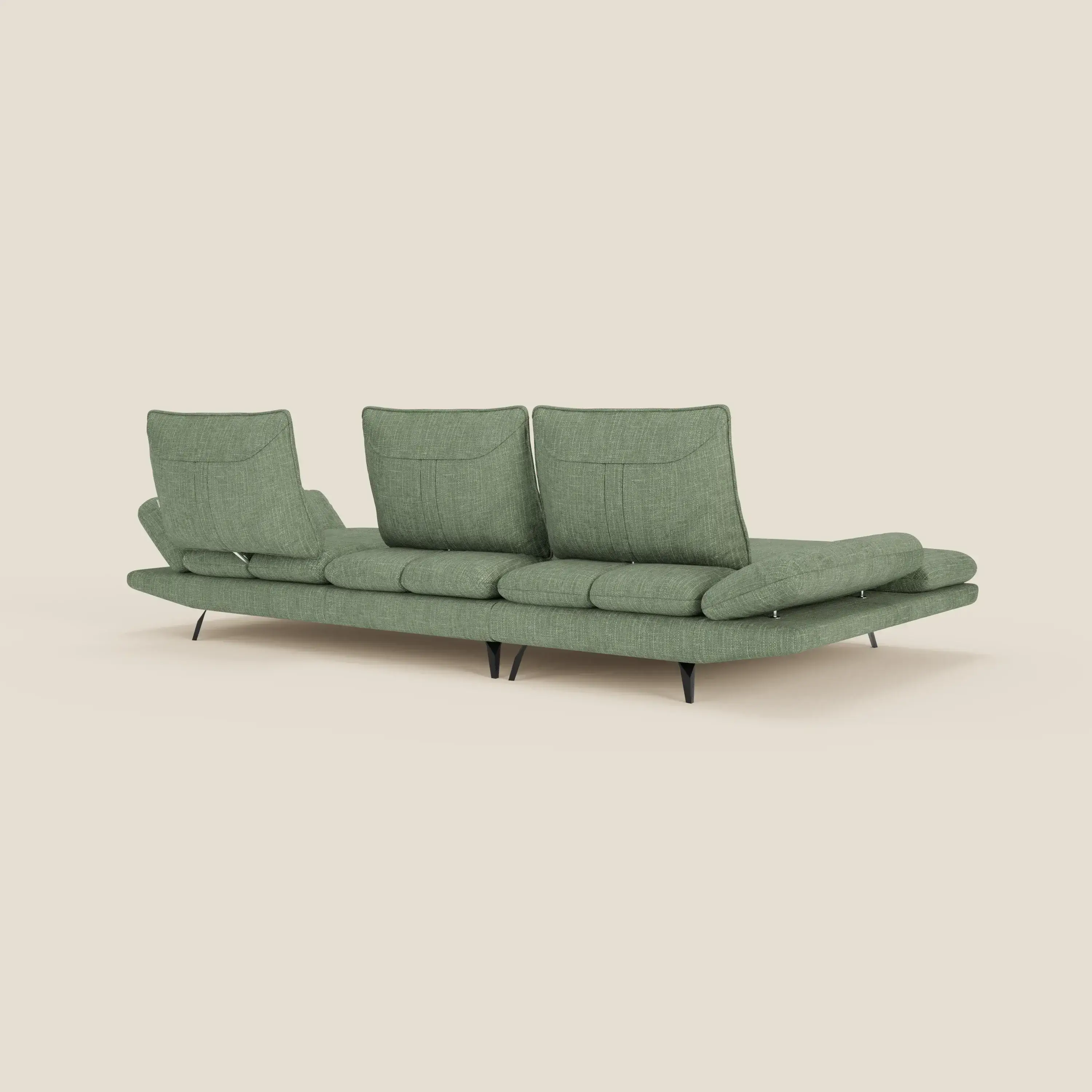 Ardex Canapé avec méridienne - dossiers coulissants et accoudoirs réglables en élégant tissu imperméable T06 vert - Image 9