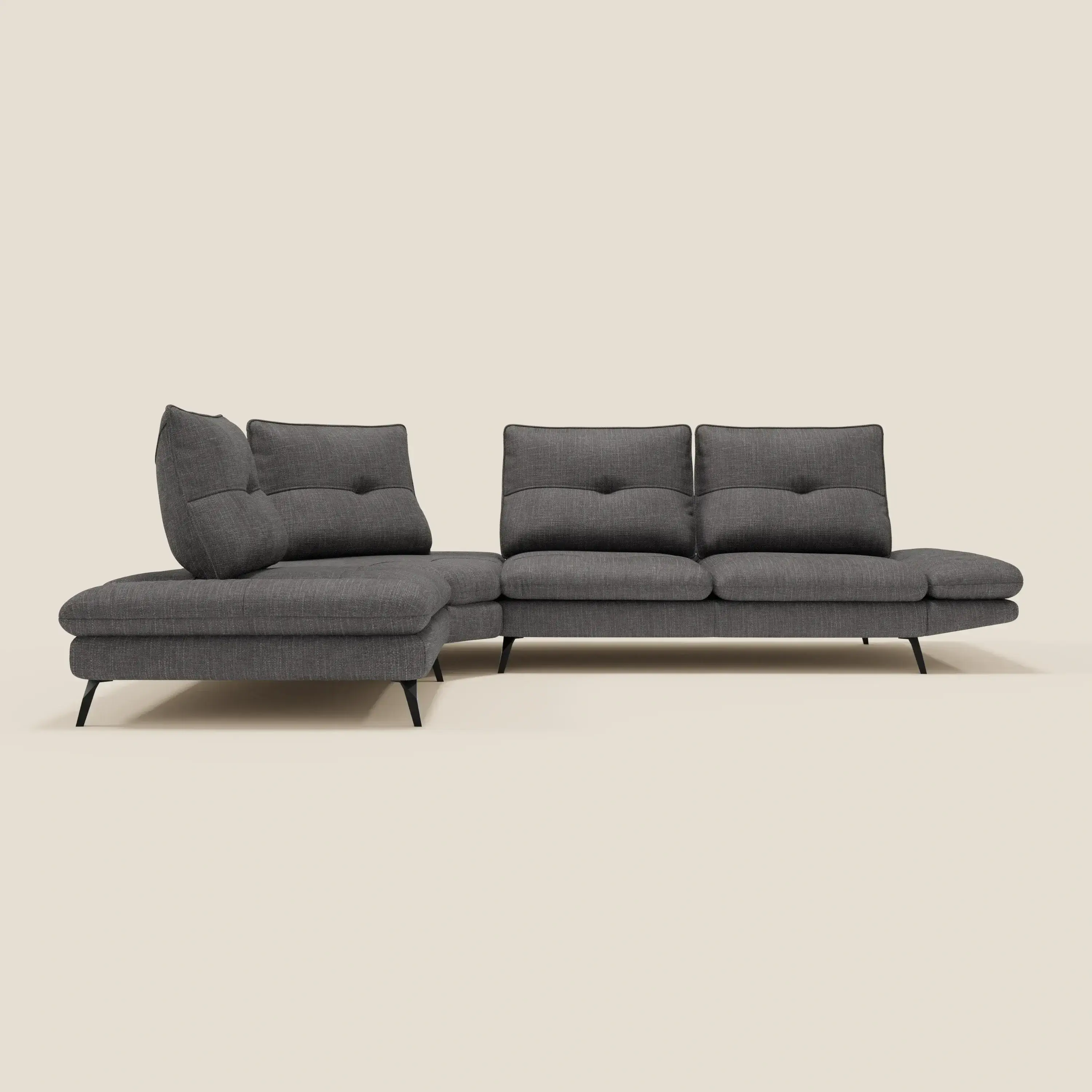 Ardex Canapé d'angle  - dossiers coulissants et accoudoirs réglables en élégant tissu imperméable T06 anthracite - Image 4