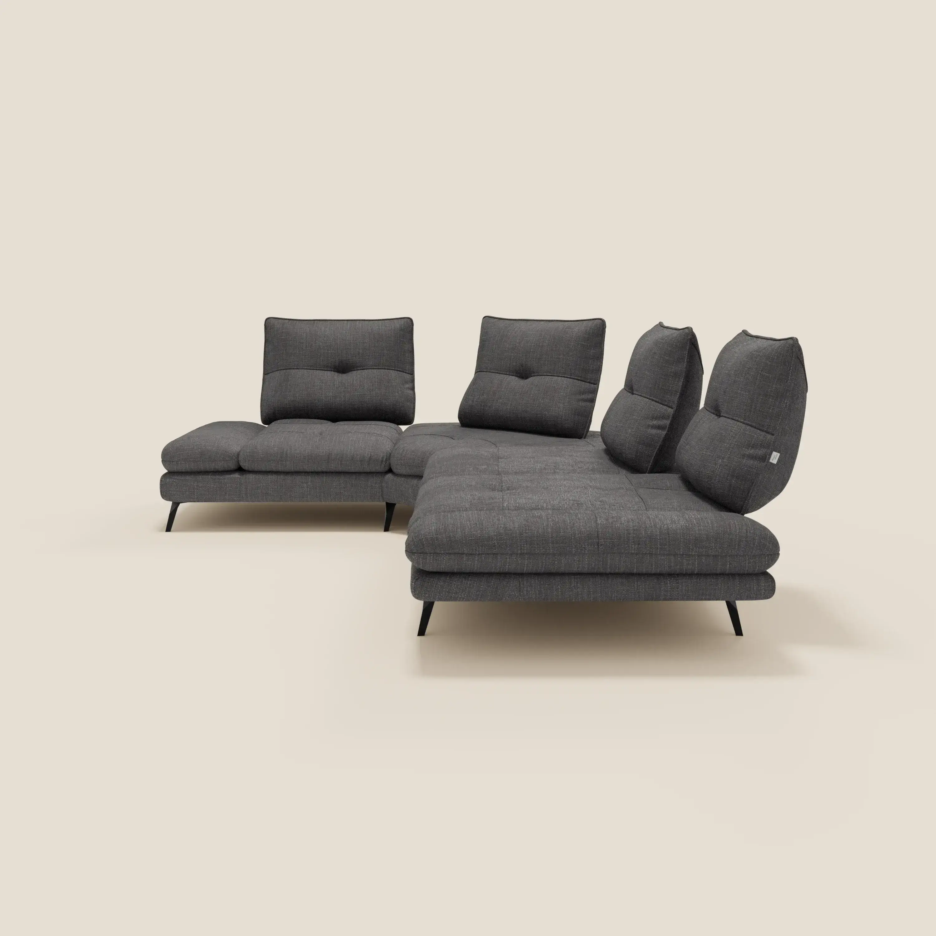 Ardex Canapé d'angle  - dossiers coulissants et accoudoirs réglables en élégant tissu imperméable T06 anthracite - Image 7