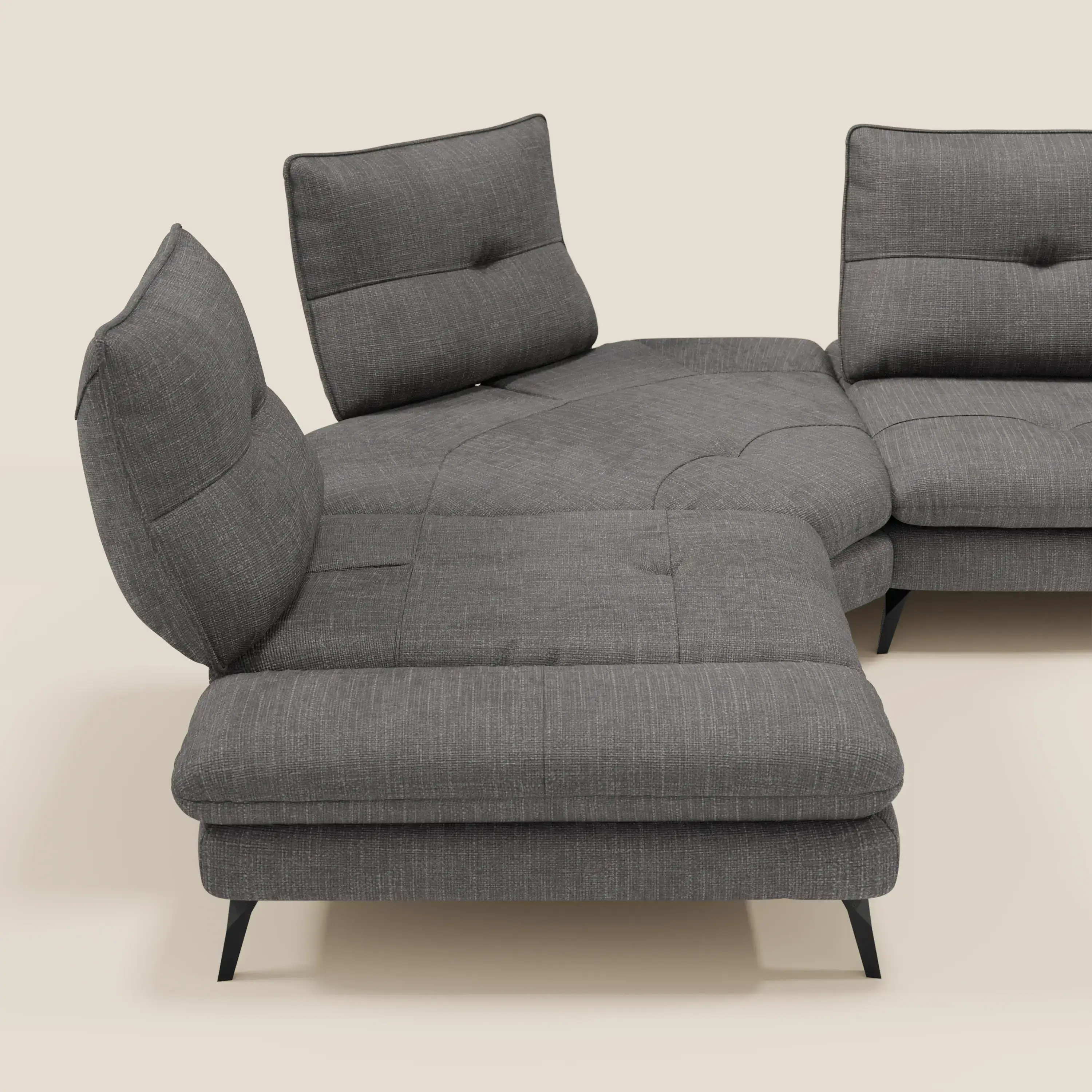 Ardex Canapé d'angle  - dossiers coulissants et accoudoirs réglables en élégant tissu imperméable T06 anthracite - Image 8