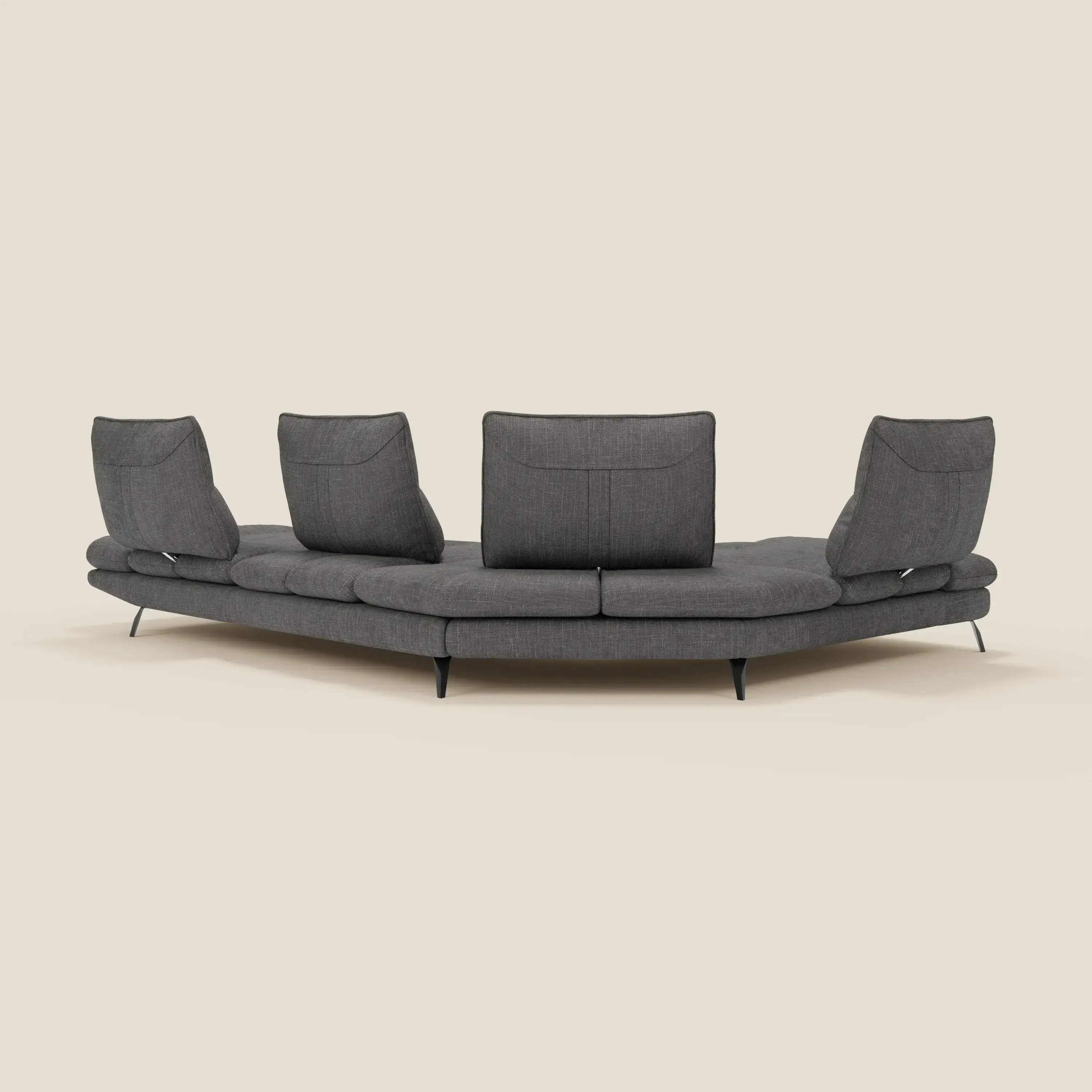 Ardex Canapé d'angle  - dossiers coulissants et accoudoirs réglables en élégant tissu imperméable T06 anthracite - Image 9