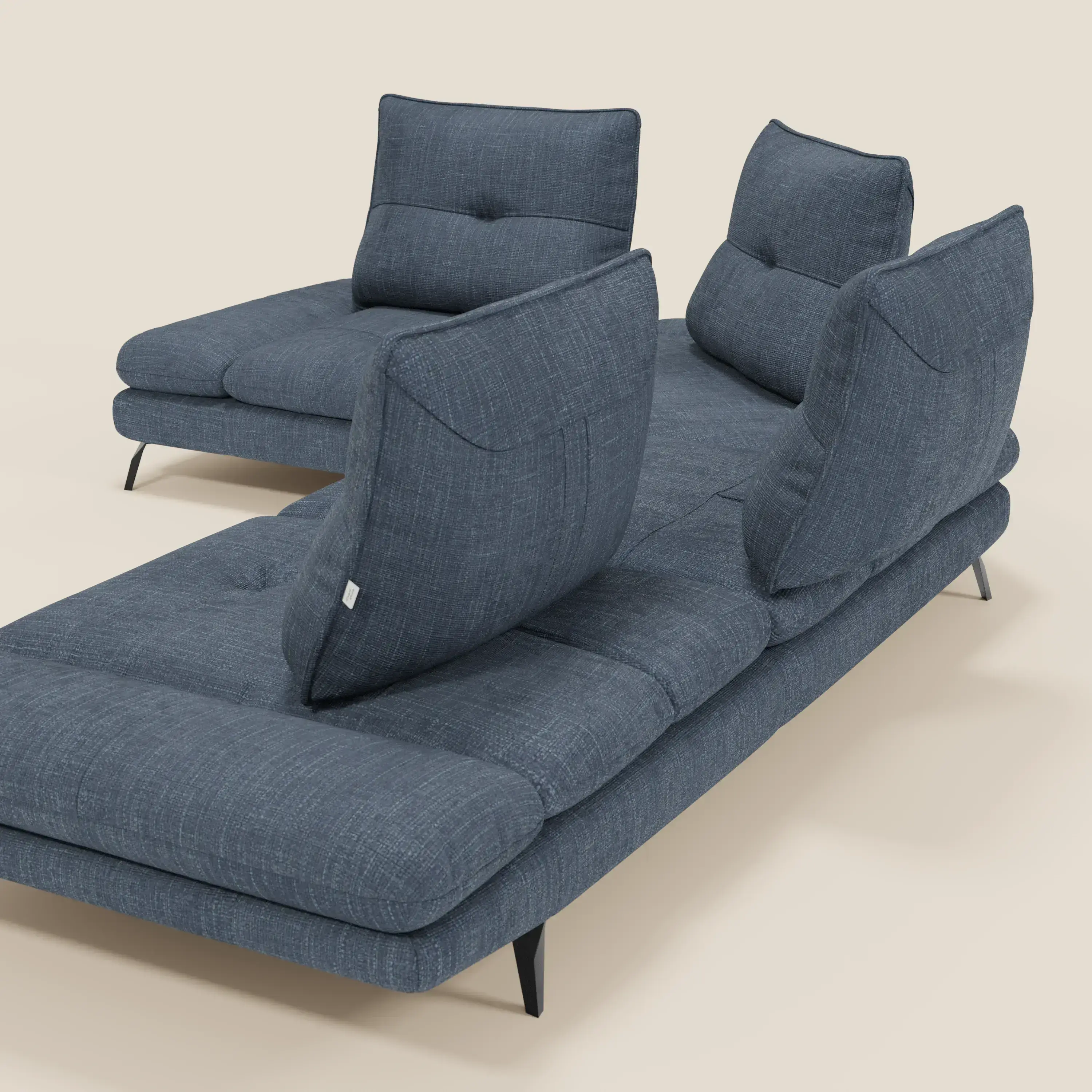 Ardex Canapé d'angle - dossiers coulissants et accoudoirs réglables en élégant tissu imperméable T06 bleu - Image 10