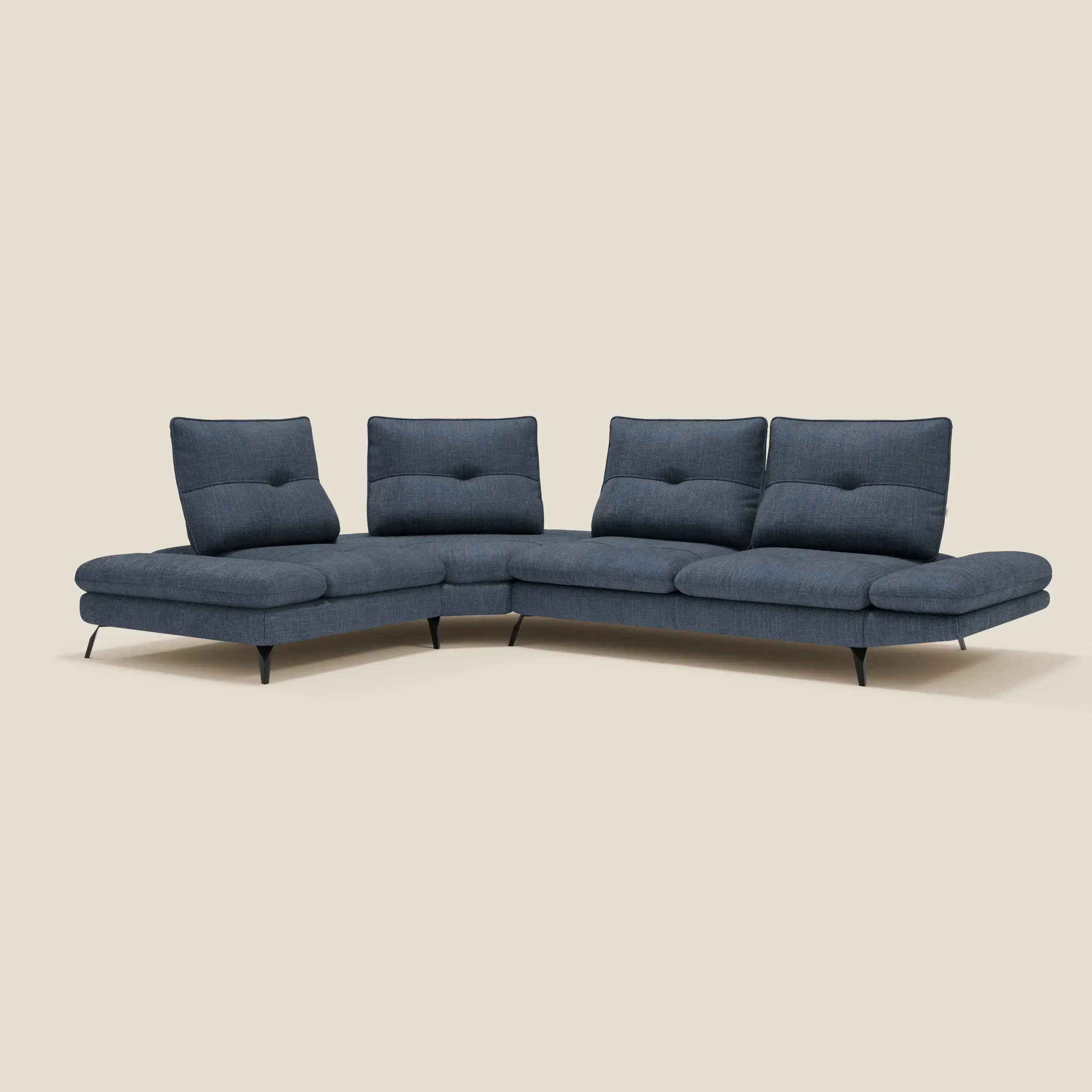Ardex Canapé d'angle - dossiers coulissants et accoudoirs réglables en élégant tissu imperméable T06 bleu - Image 2