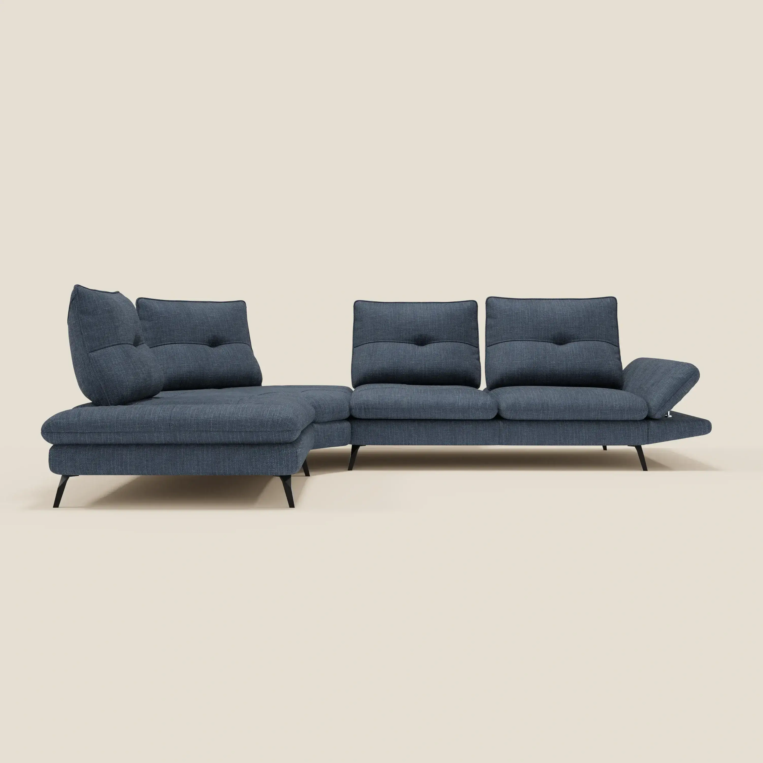Ardex Canapé d'angle - dossiers coulissants et accoudoirs réglables en élégant tissu imperméable T06 bleu - Image 5