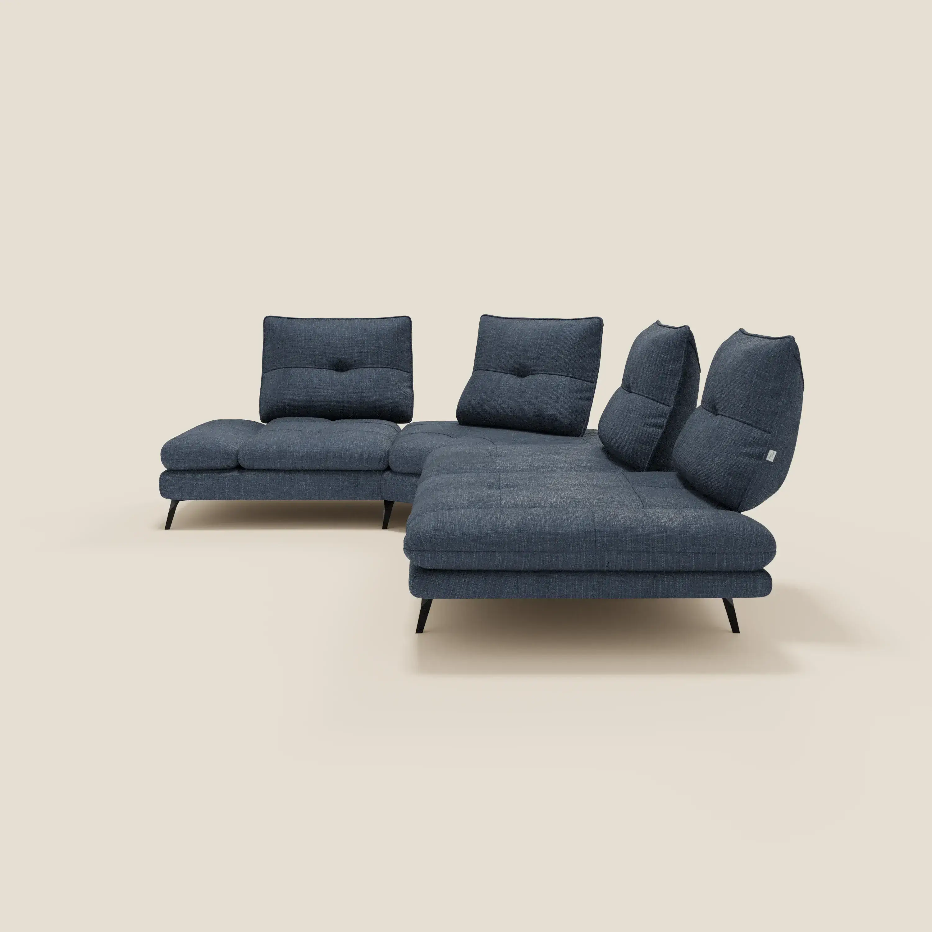 Ardex Canapé d'angle - dossiers coulissants et accoudoirs réglables en élégant tissu imperméable T06 bleu - Image 7