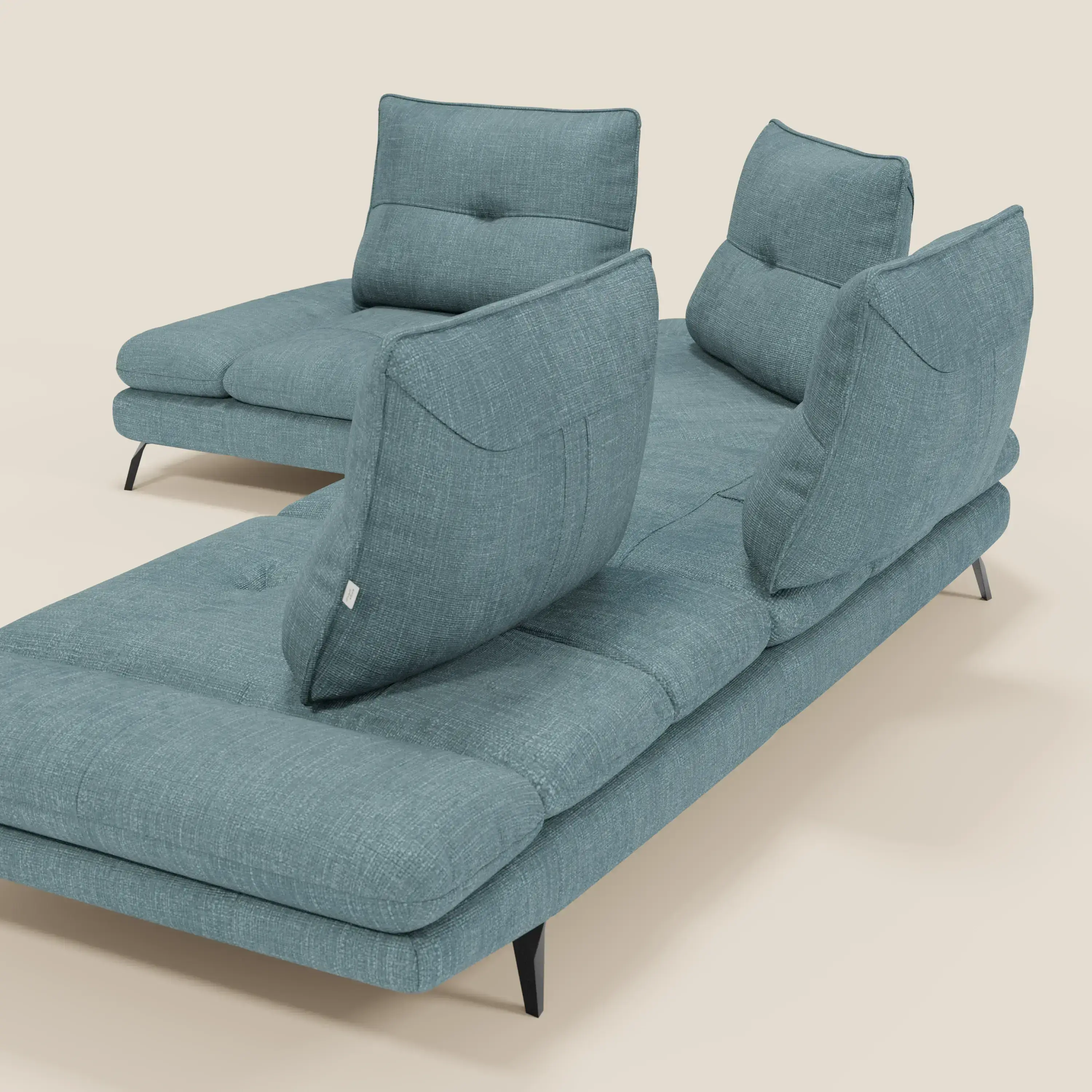 Ardex Canapé d'angle  - dossiers coulissants et accoudoirs réglables en élégant tissu imperméable T06 bleu ciel - Image 10