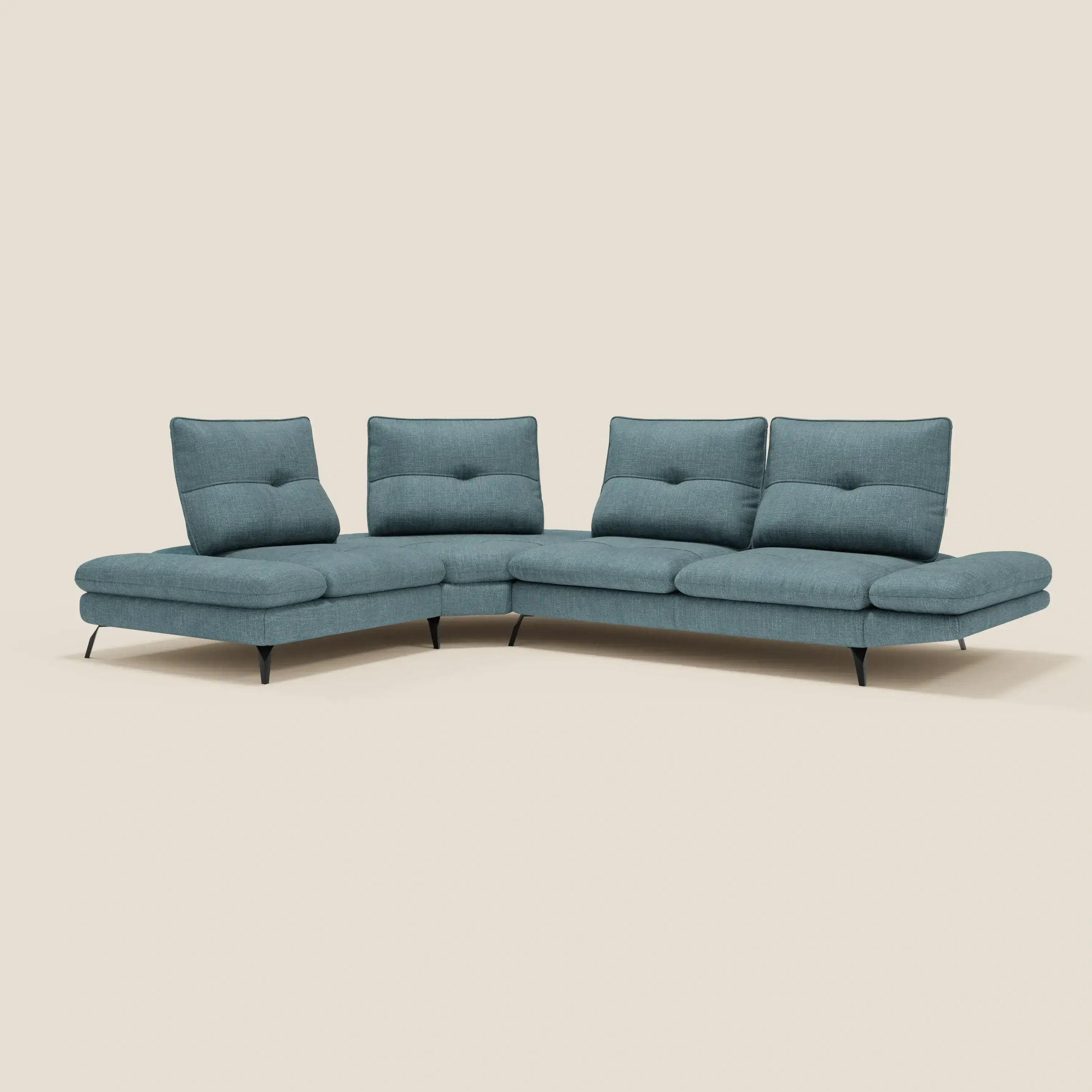 Ardex Canapé d'angle  - dossiers coulissants et accoudoirs réglables en élégant tissu imperméable T06 bleu ciel - Image 2