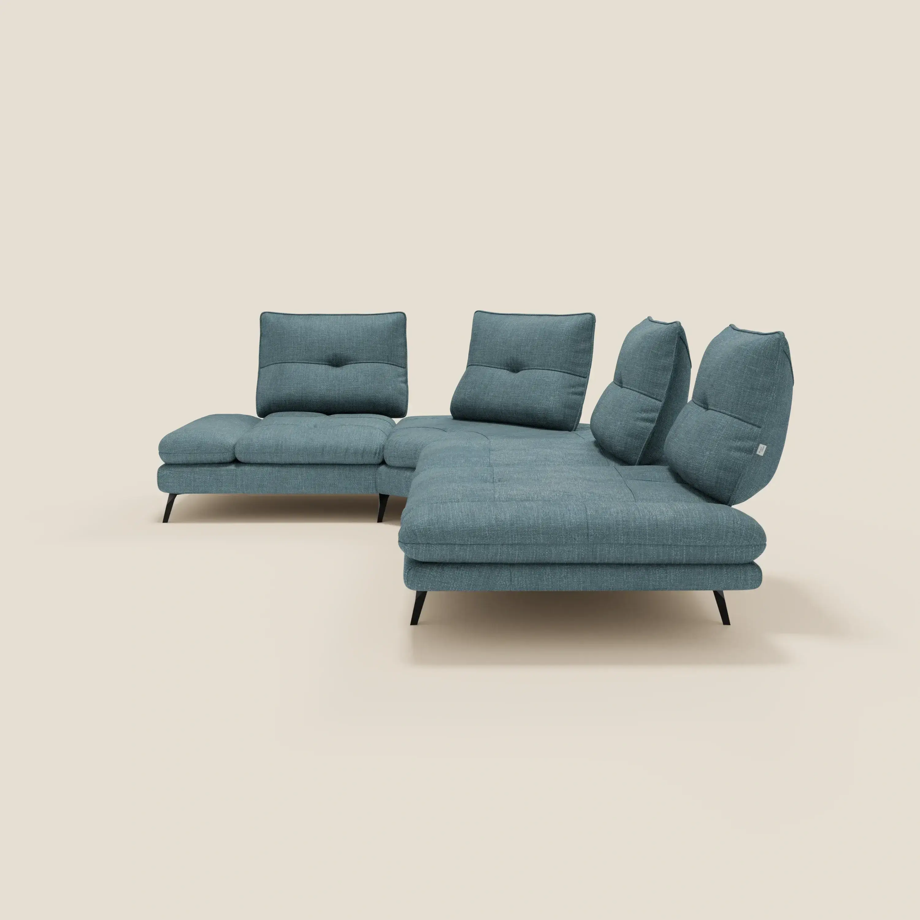Ardex Canapé d'angle  - dossiers coulissants et accoudoirs réglables en élégant tissu imperméable T06 bleu ciel - Image 7