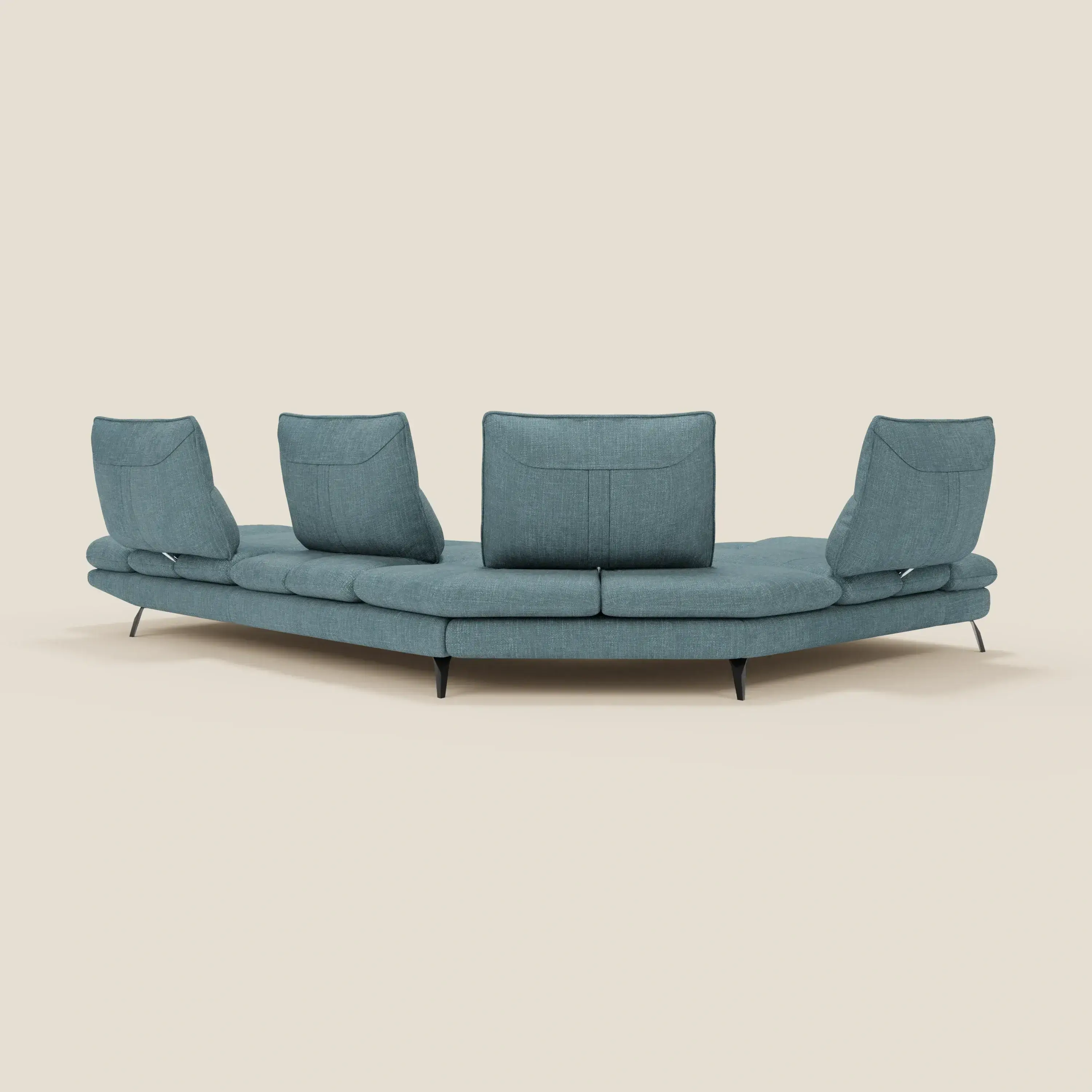 Ardex Canapé d'angle  - dossiers coulissants et accoudoirs réglables en élégant tissu imperméable T06 bleu ciel - Image 9