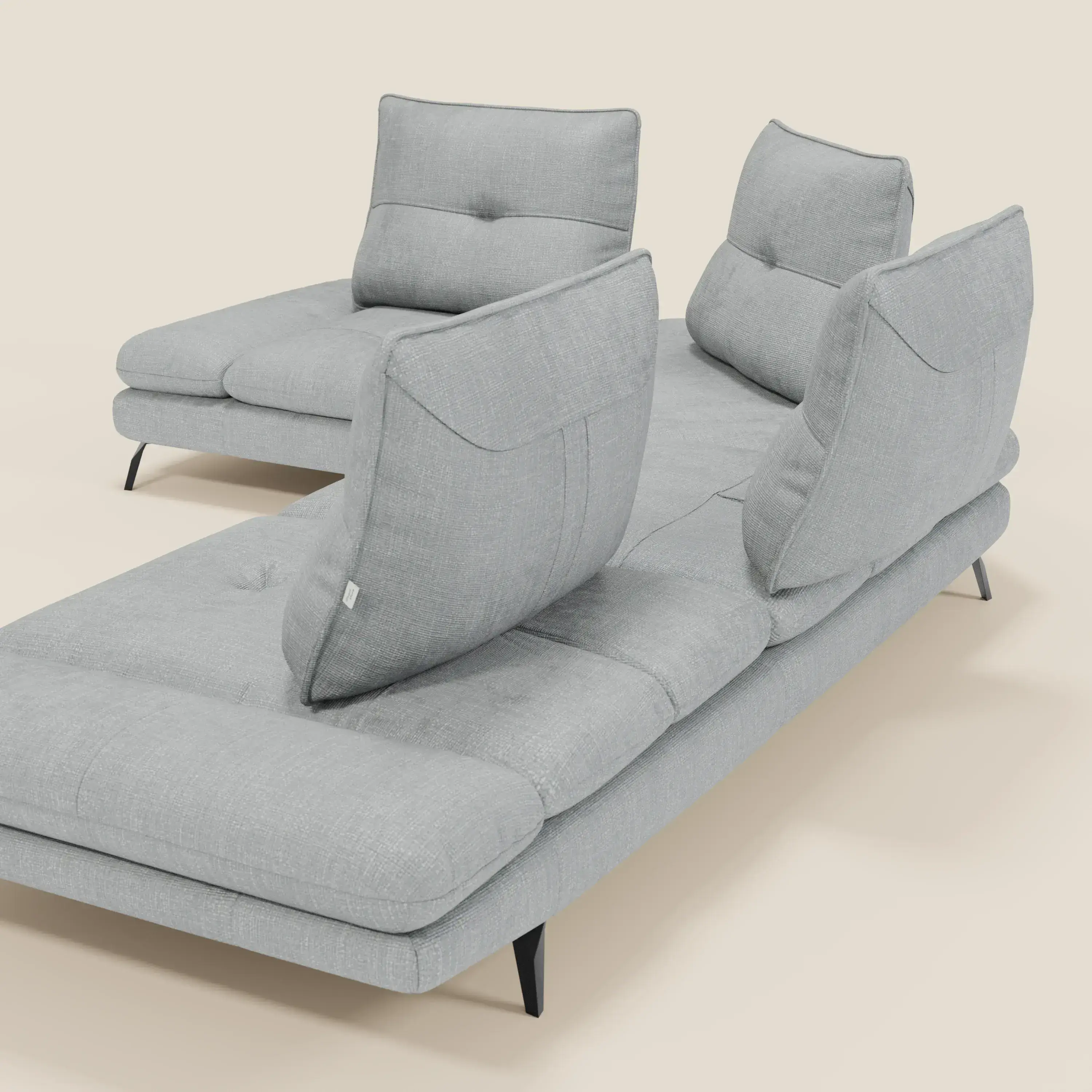 Ardex Canapé d'angle  - dossiers coulissants et accoudoirs réglables en élégant tissu imperméable T06 bleu glacier - Image 10