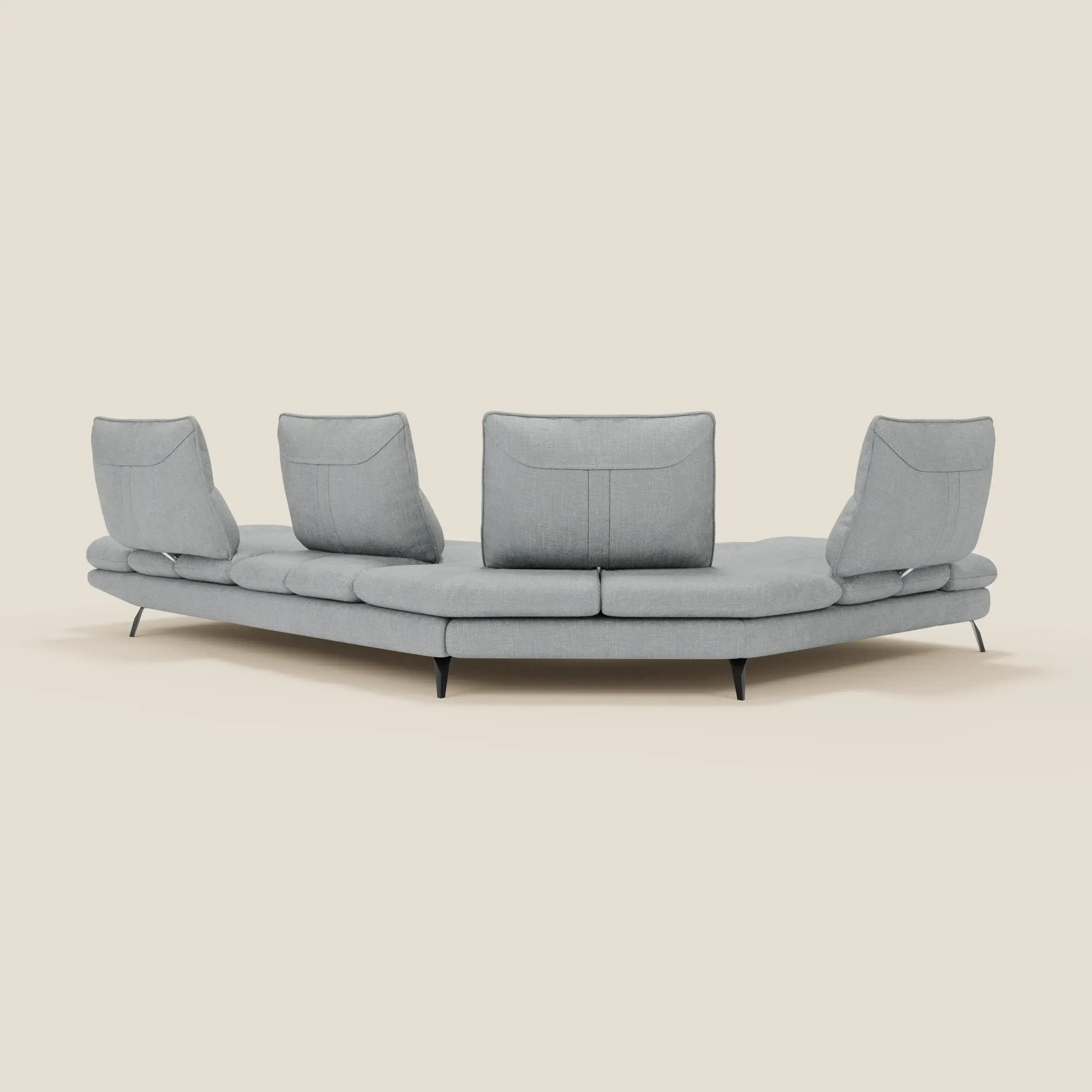 Ardex Canapé d'angle  - dossiers coulissants et accoudoirs réglables en élégant tissu imperméable T06 bleu glacier - Image 9