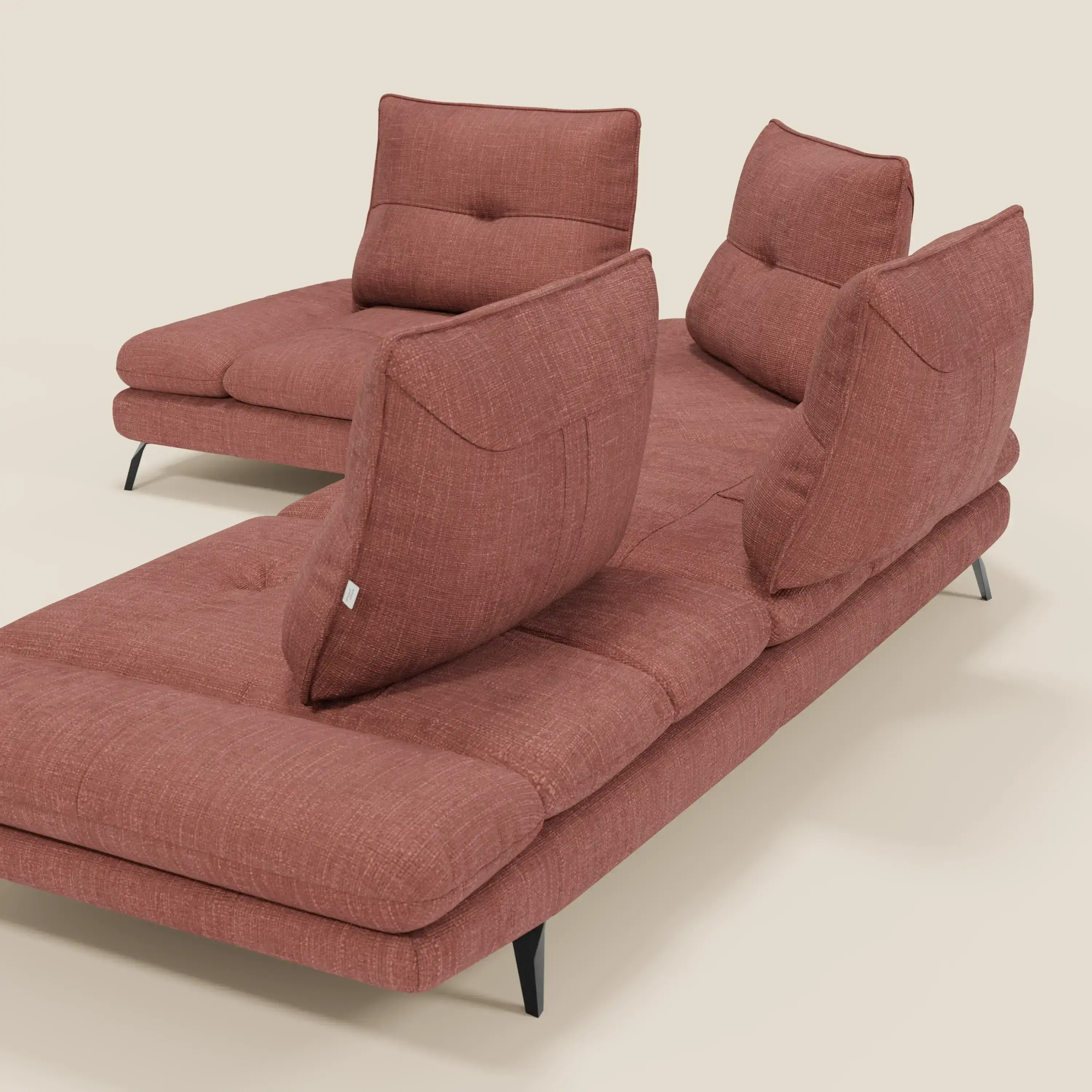 Ardex Canapé d'angle - dossiers coulissants et accoudoirs réglables en élégant tissu imperméable T06 corail - Image 10