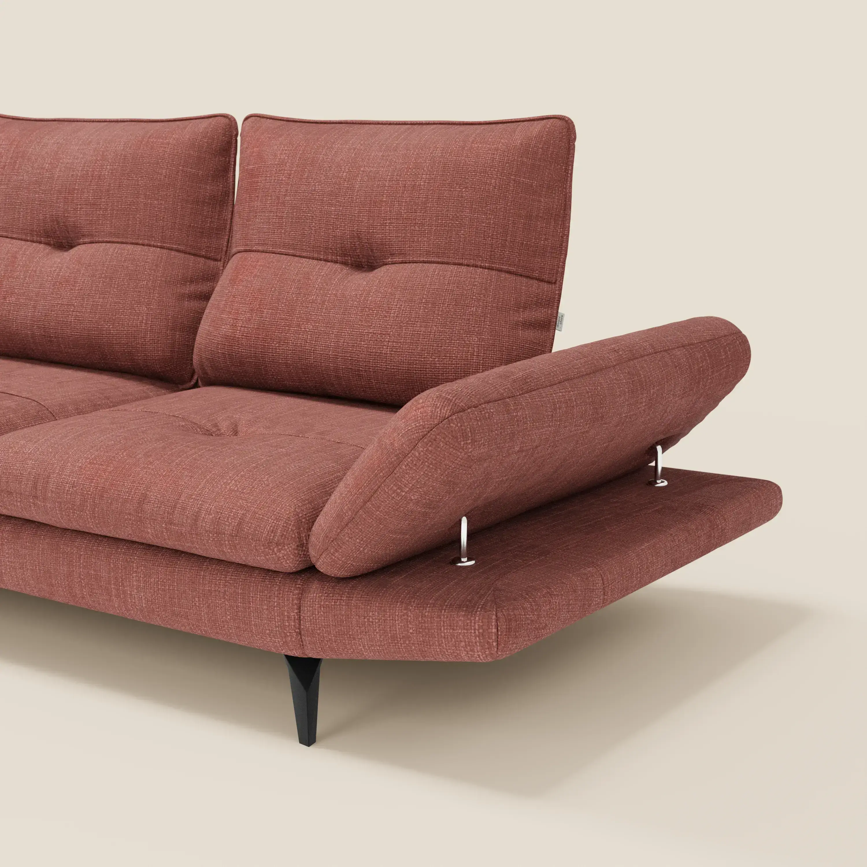Ardex Canapé d'angle - dossiers coulissants et accoudoirs réglables en élégant tissu imperméable T06 corail - Image 3