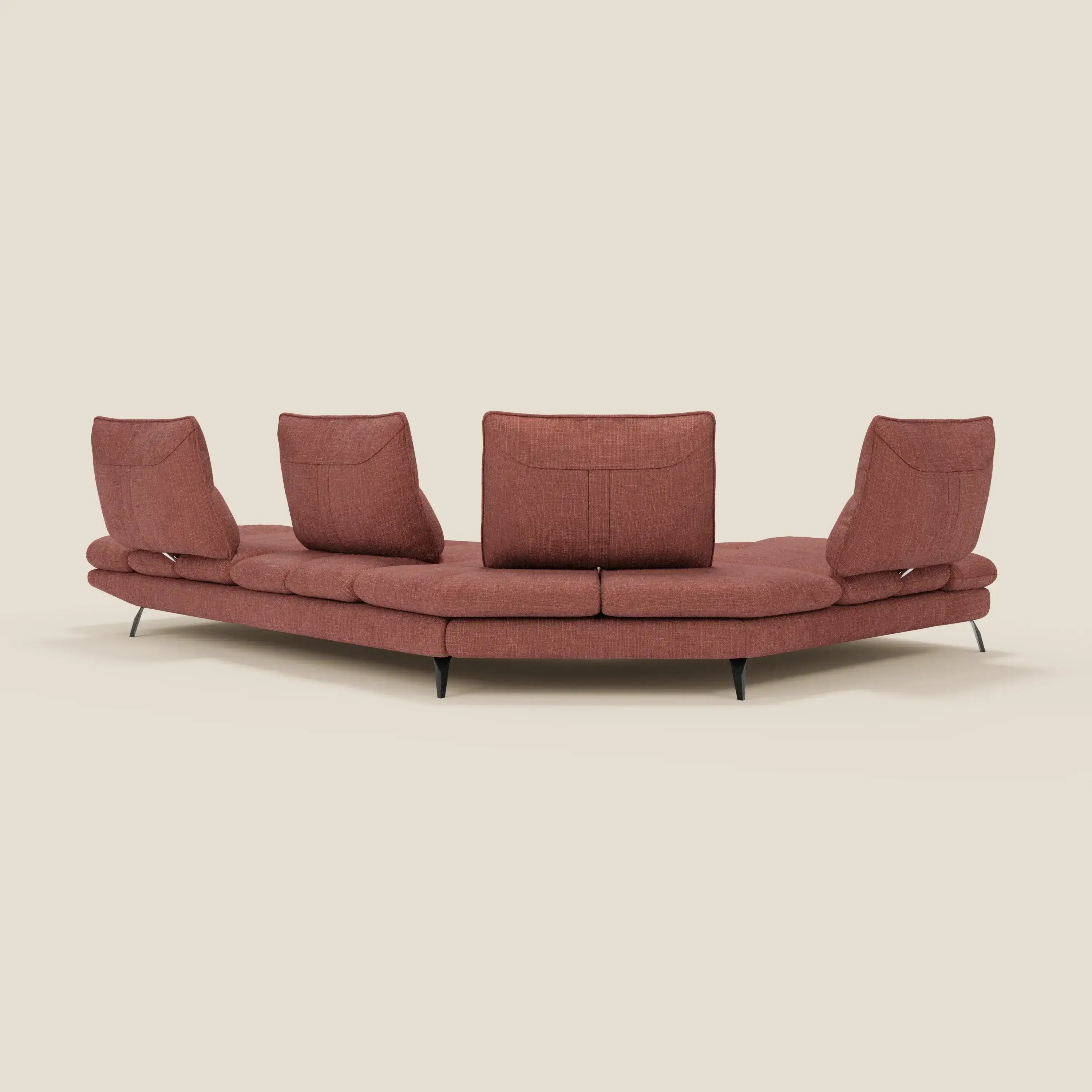Ardex Canapé d'angle - dossiers coulissants et accoudoirs réglables en élégant tissu imperméable T06 corail - Image 9