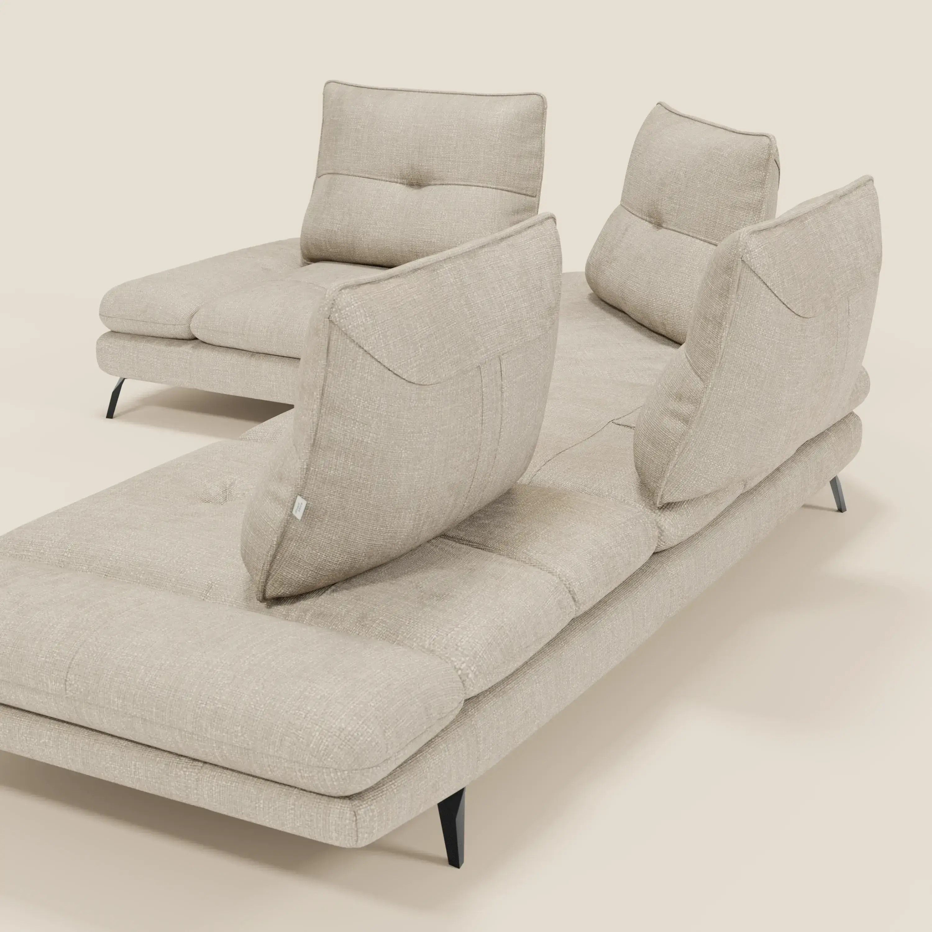 Ardex Canapé d'angle  - dossiers coulissants et accoudoirs réglables en élégant tissu imperméable T06 crème - Image 10