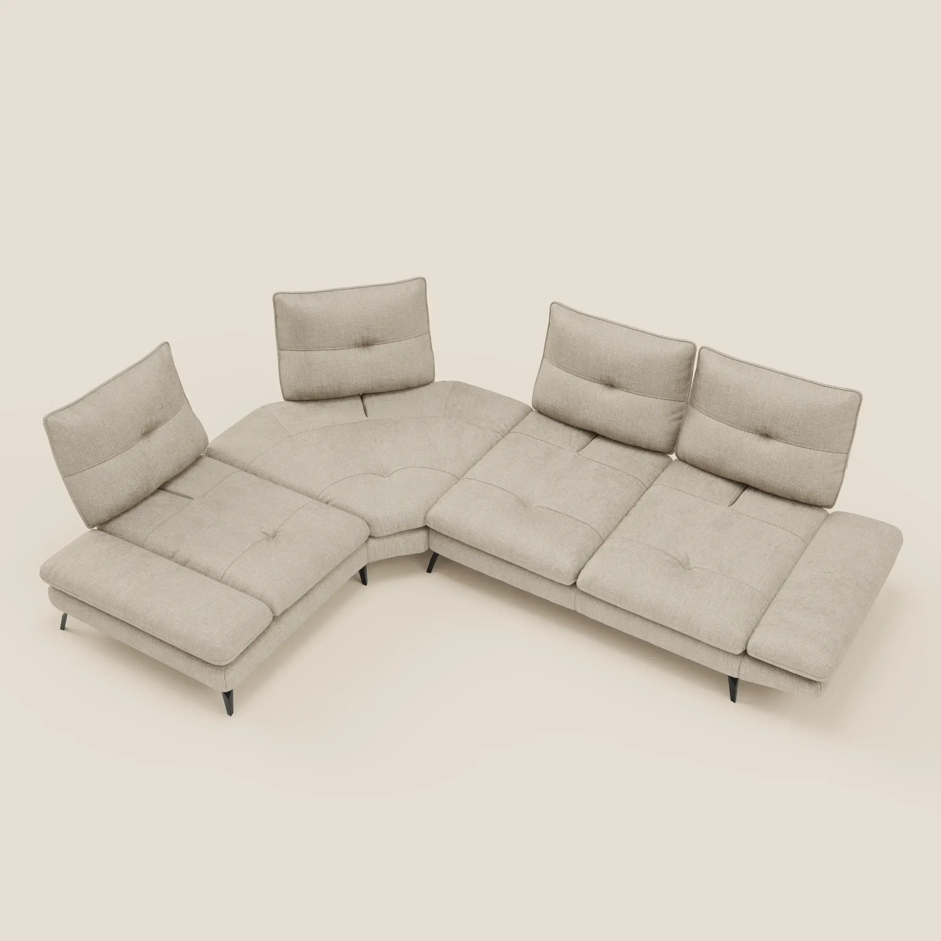 Ardex Canapé d'angle  - dossiers coulissants et accoudoirs réglables en élégant tissu imperméable T06 crème - Image 11