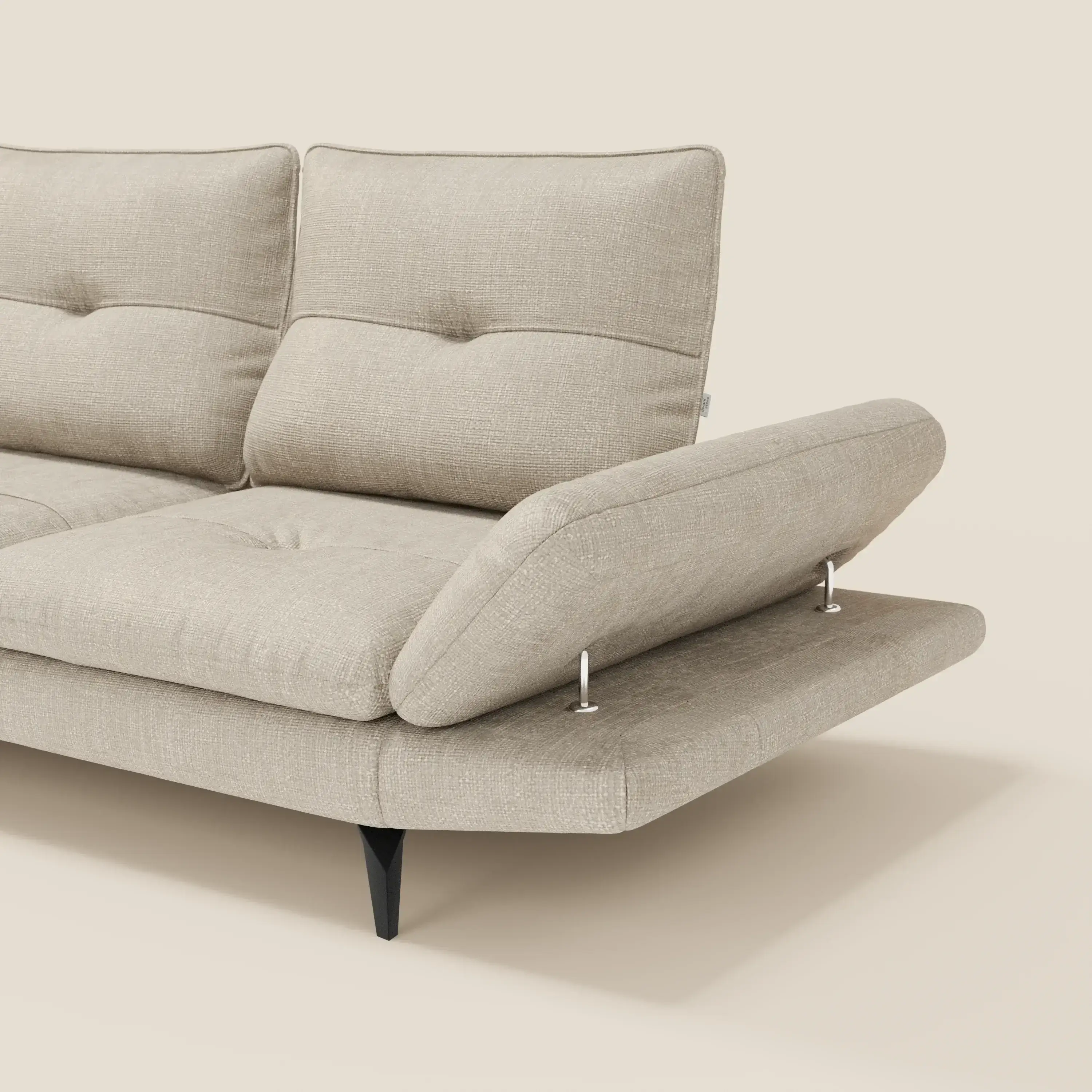 Ardex Canapé d'angle  - dossiers coulissants et accoudoirs réglables en élégant tissu imperméable T06 crème - Image 3