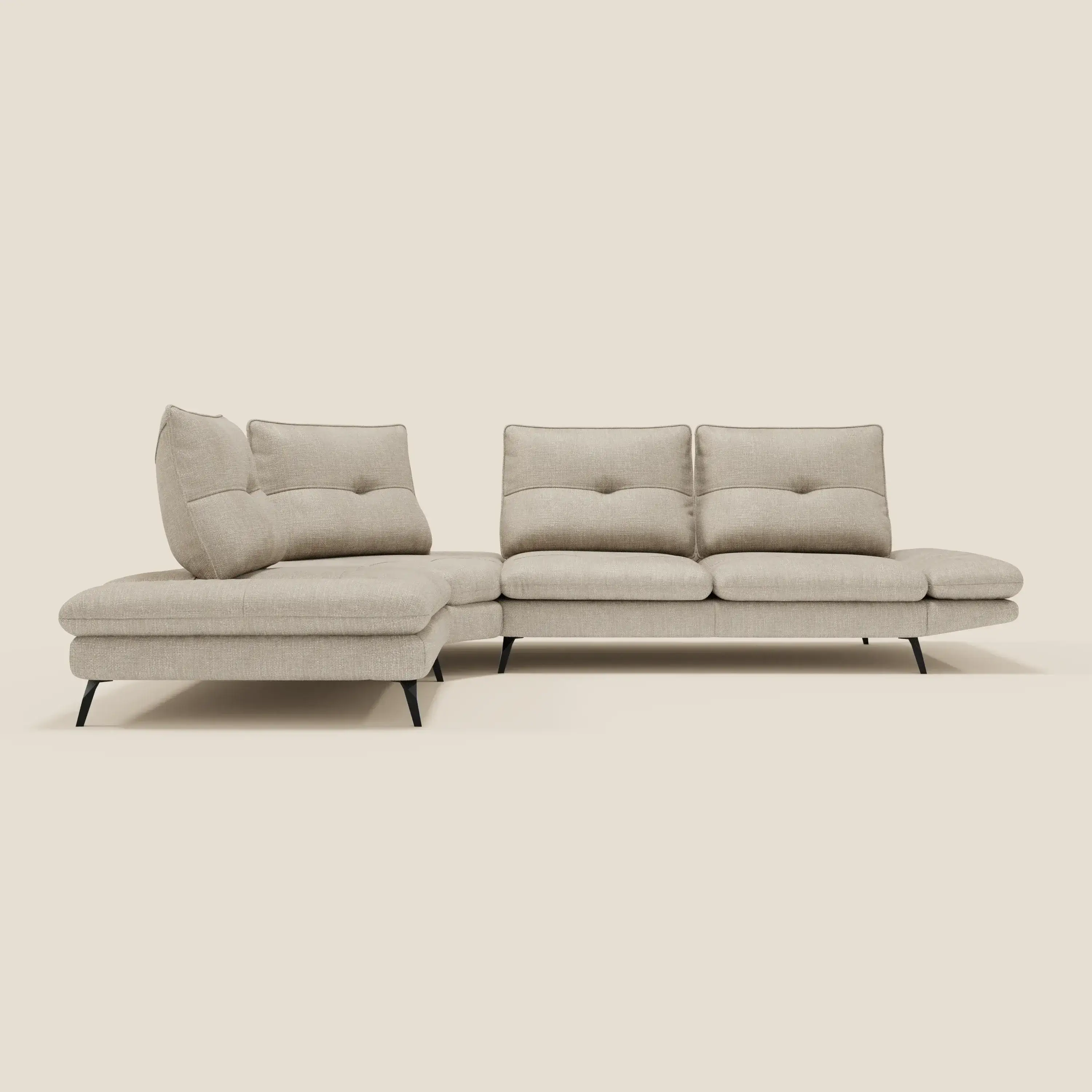 Ardex Canapé d'angle  - dossiers coulissants et accoudoirs réglables en élégant tissu imperméable T06 crème - Image 4