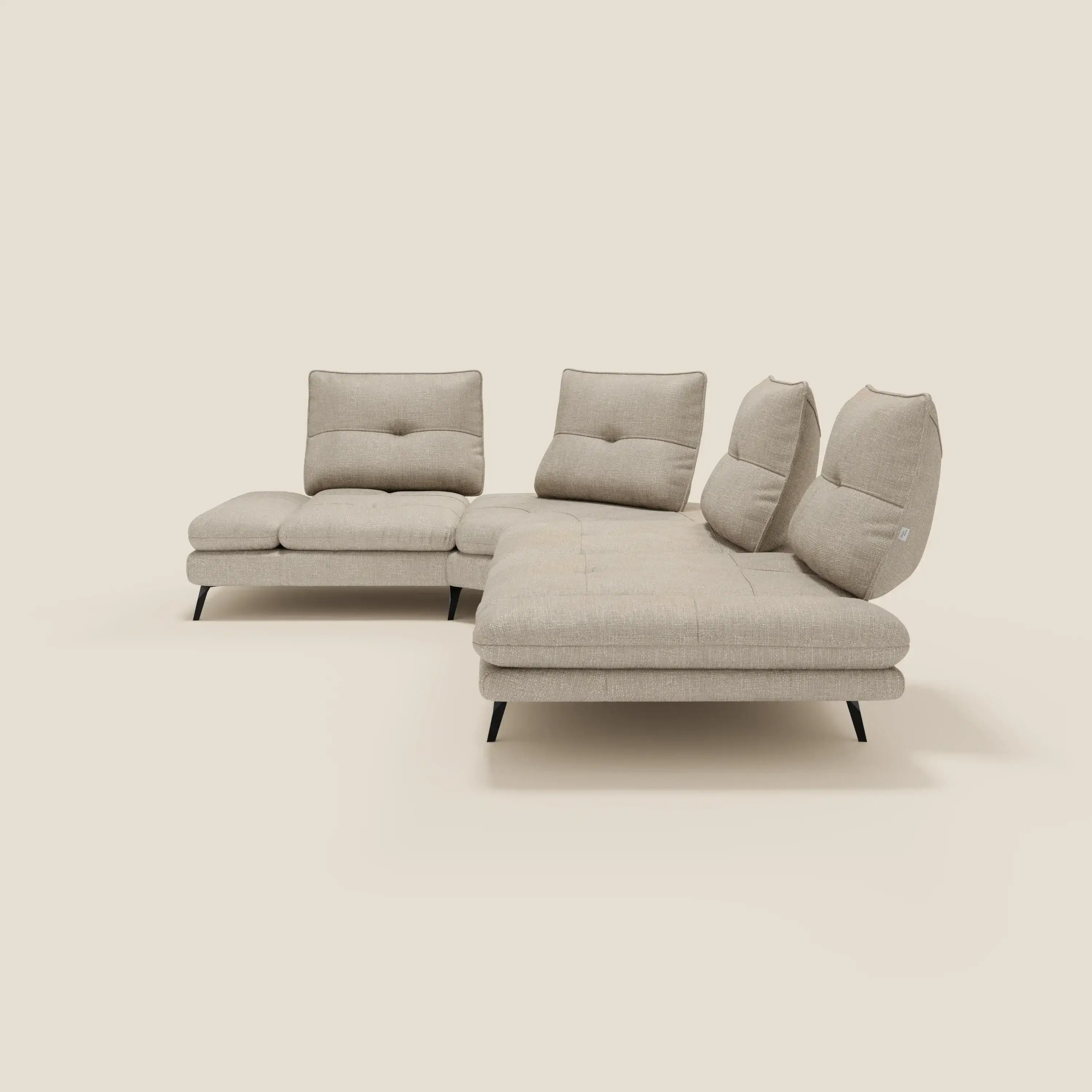 Ardex Canapé d'angle  - dossiers coulissants et accoudoirs réglables en élégant tissu imperméable T06 crème - Image 7