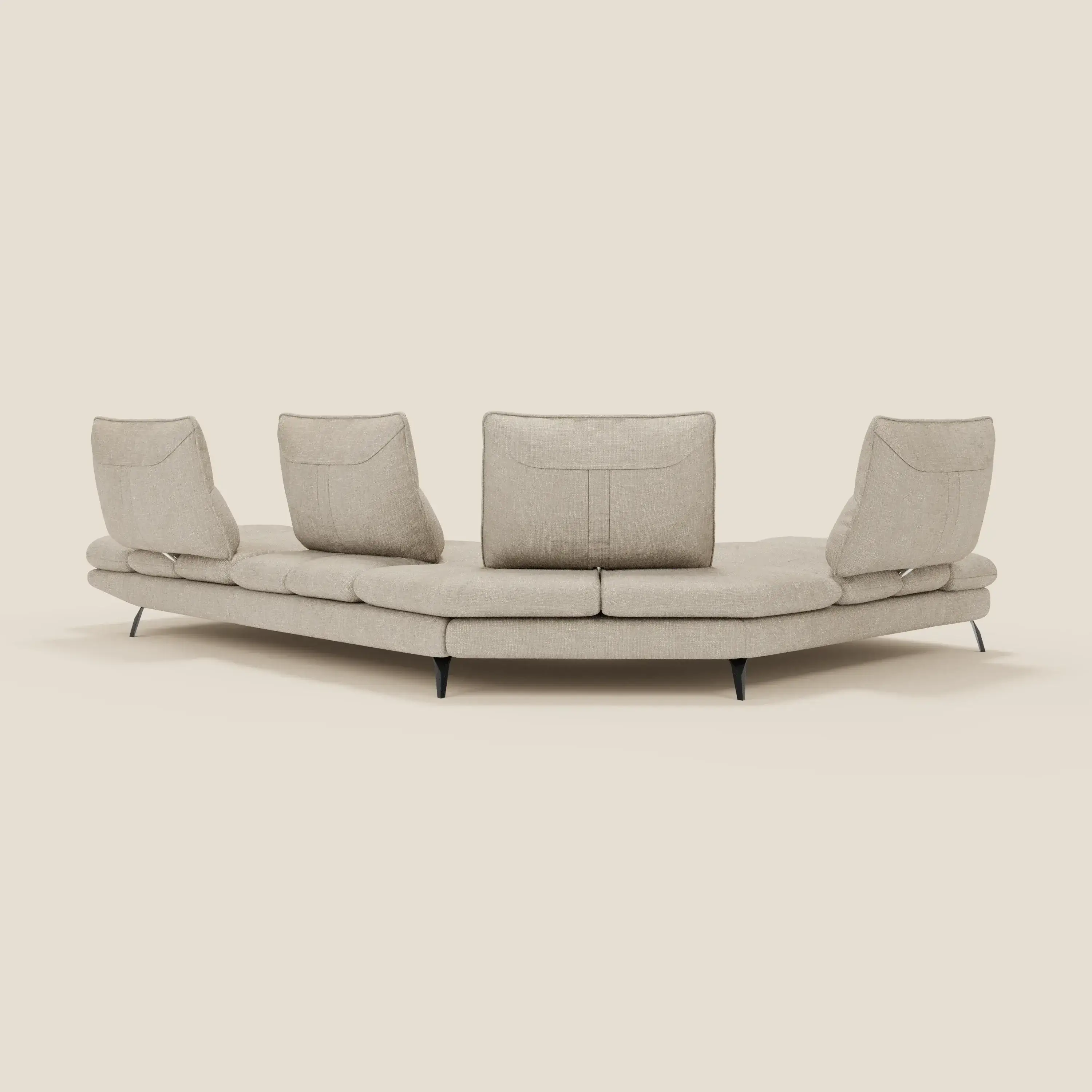 Ardex Canapé d'angle  - dossiers coulissants et accoudoirs réglables en élégant tissu imperméable T06 crème - Image 9
