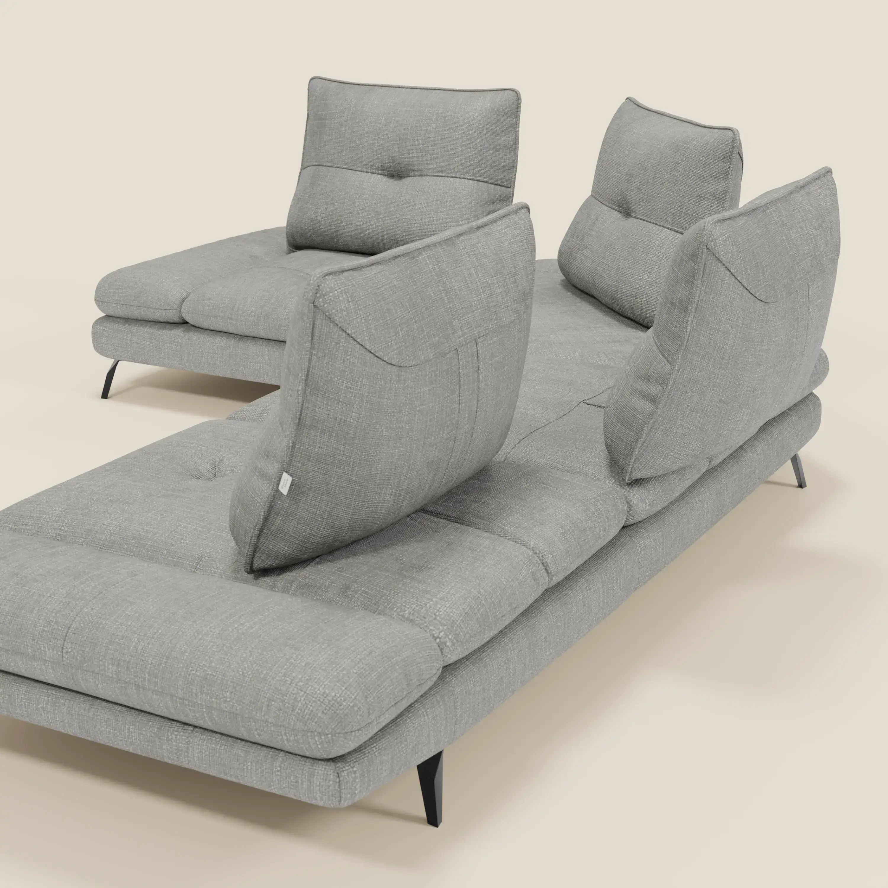 Ardex Canapé d'angle  - dossiers coulissants et accoudoirs réglables en élégant tissu imperméable T06 gris - Image 10