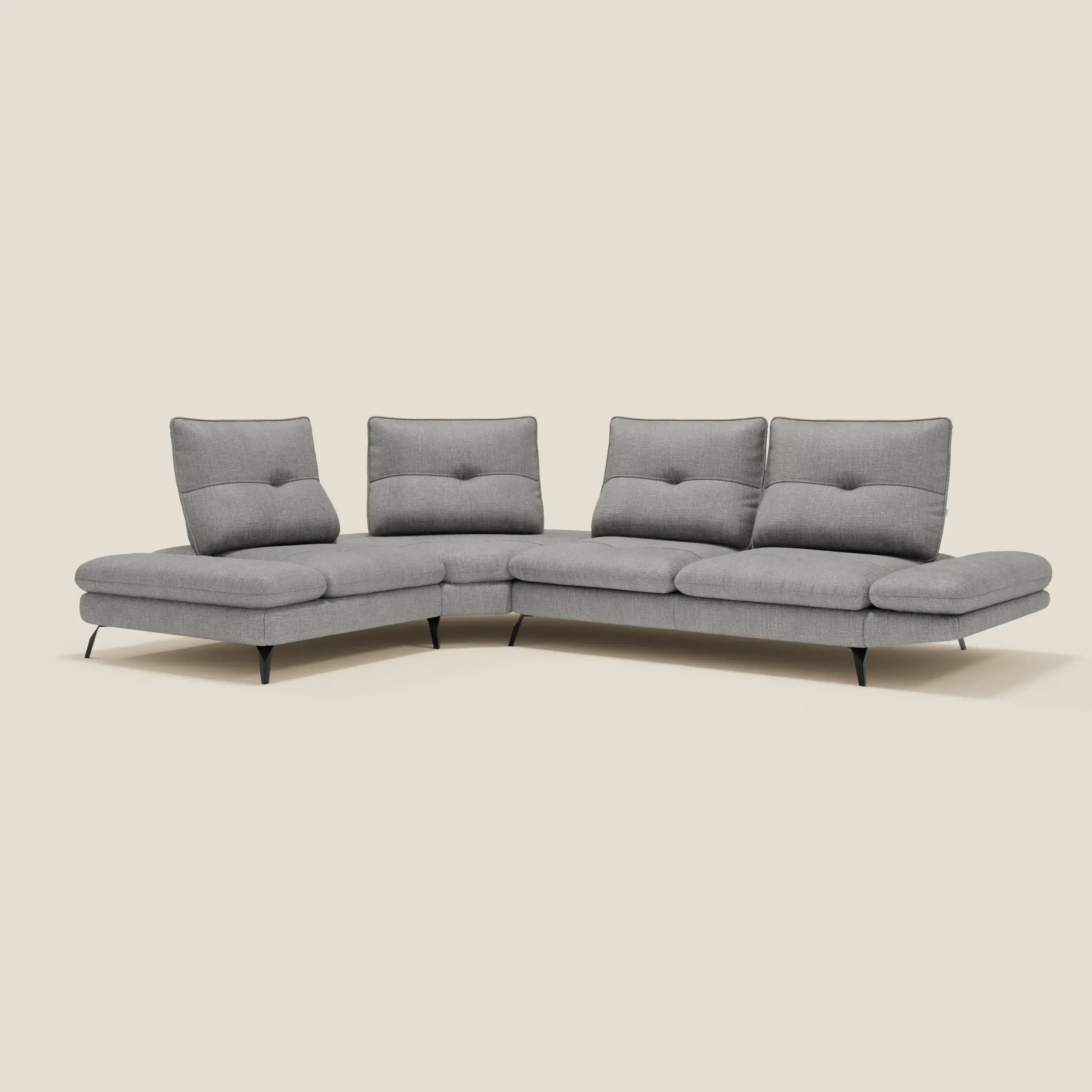 Ardex Canapé d'angle  - dossiers coulissants et accoudoirs réglables en élégant tissu imperméable T06 gris - Image 2