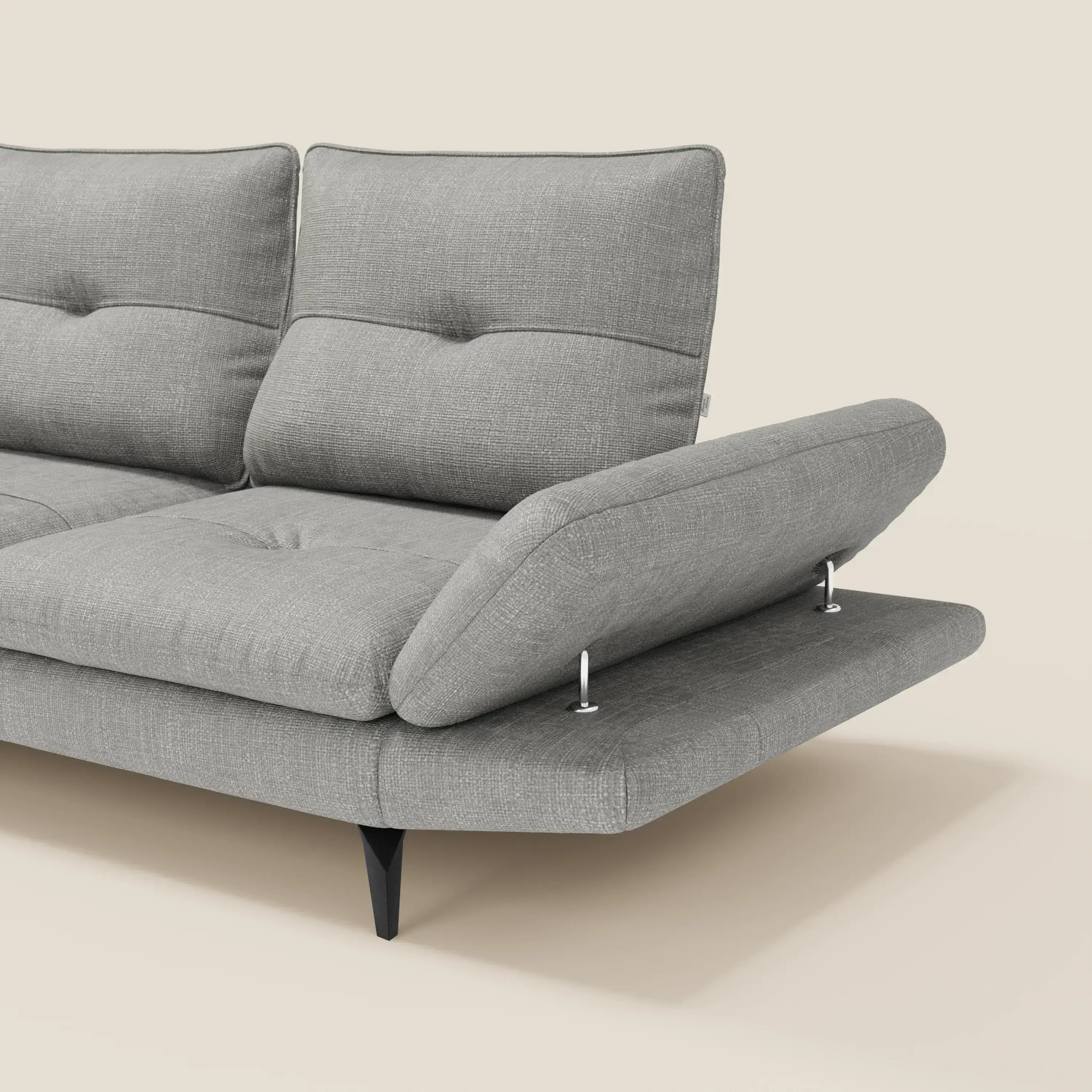 Ardex Canapé d'angle  - dossiers coulissants et accoudoirs réglables en élégant tissu imperméable T06 gris - Image 3