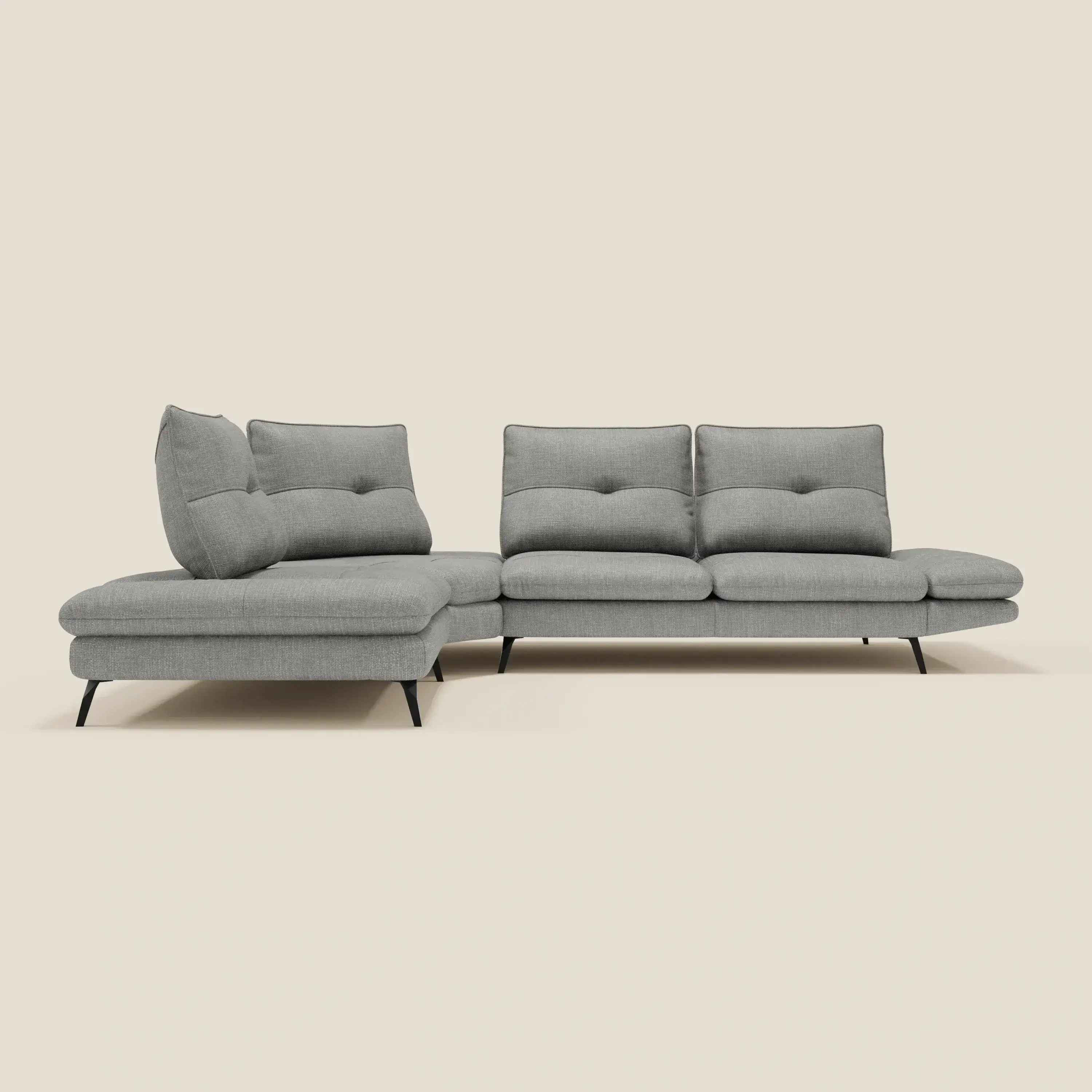 Ardex Canapé d'angle  - dossiers coulissants et accoudoirs réglables en élégant tissu imperméable T06 gris - Image 4