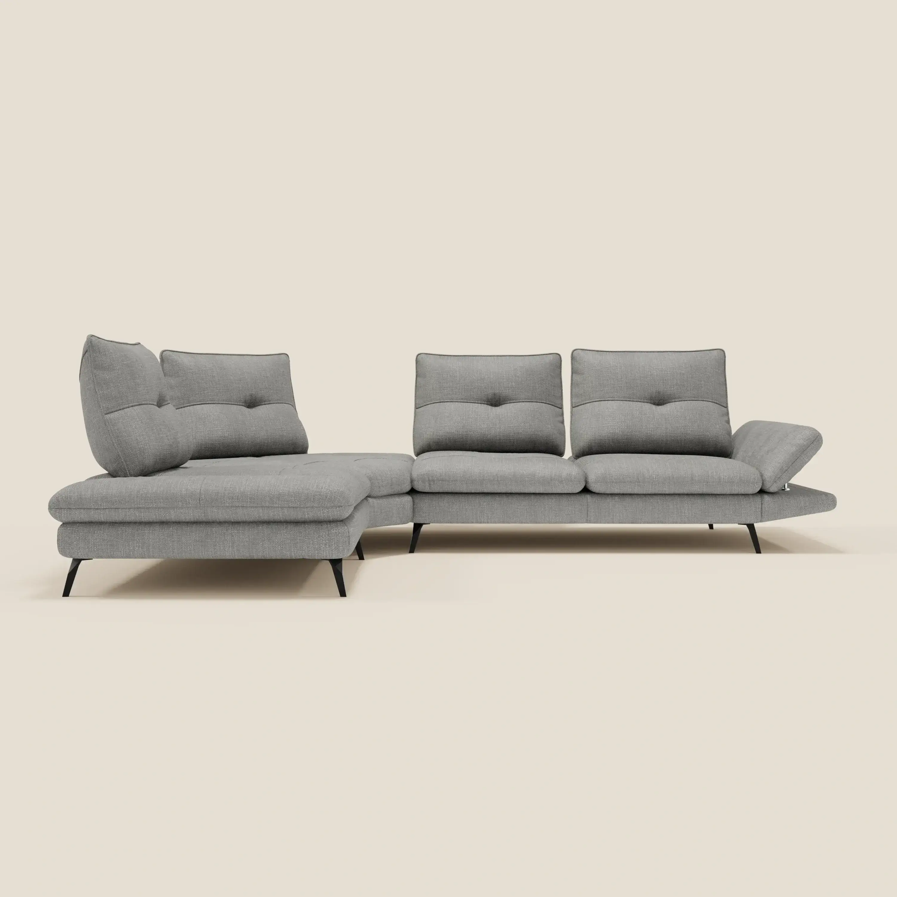 Ardex Canapé d'angle  - dossiers coulissants et accoudoirs réglables en élégant tissu imperméable T06 gris - Image 5