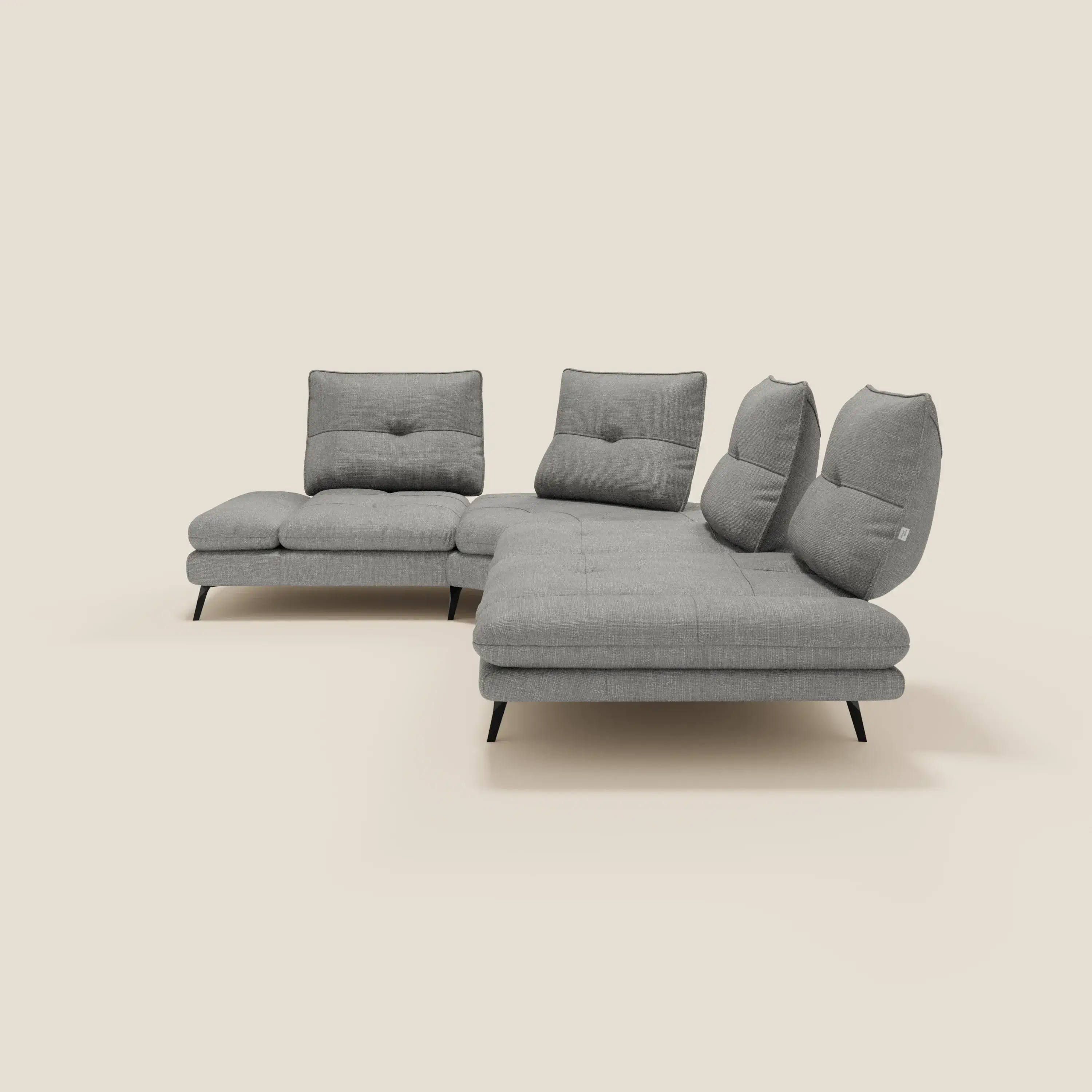Ardex Canapé d'angle  - dossiers coulissants et accoudoirs réglables en élégant tissu imperméable T06 gris - Image 7