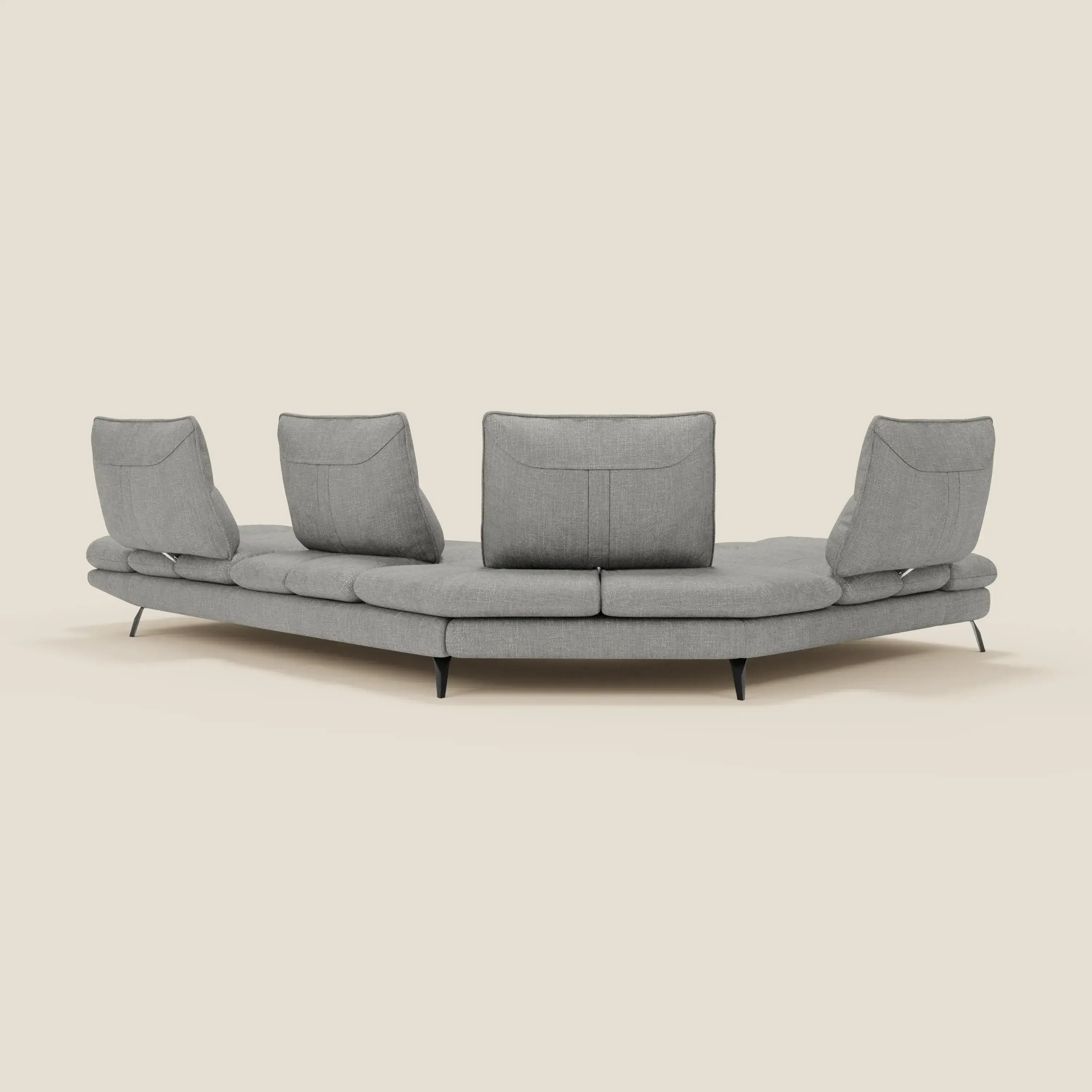 Ardex Canapé d'angle  - dossiers coulissants et accoudoirs réglables en élégant tissu imperméable T06 gris - Image 9