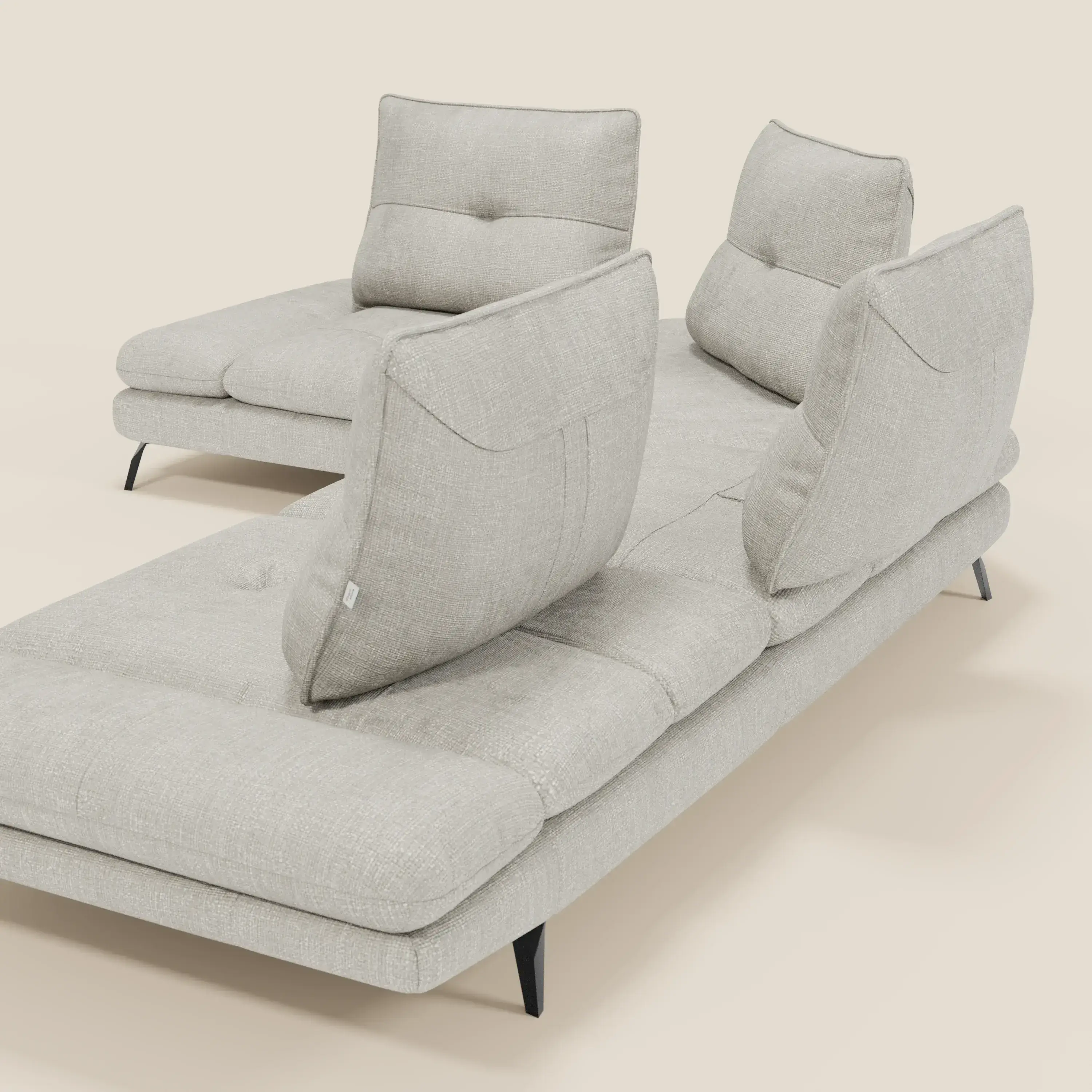 Ardex Canapé d'angle  - dossiers coulissants et accoudoirs réglables en élégant tissu imperméable T06 gris clair - Image 10