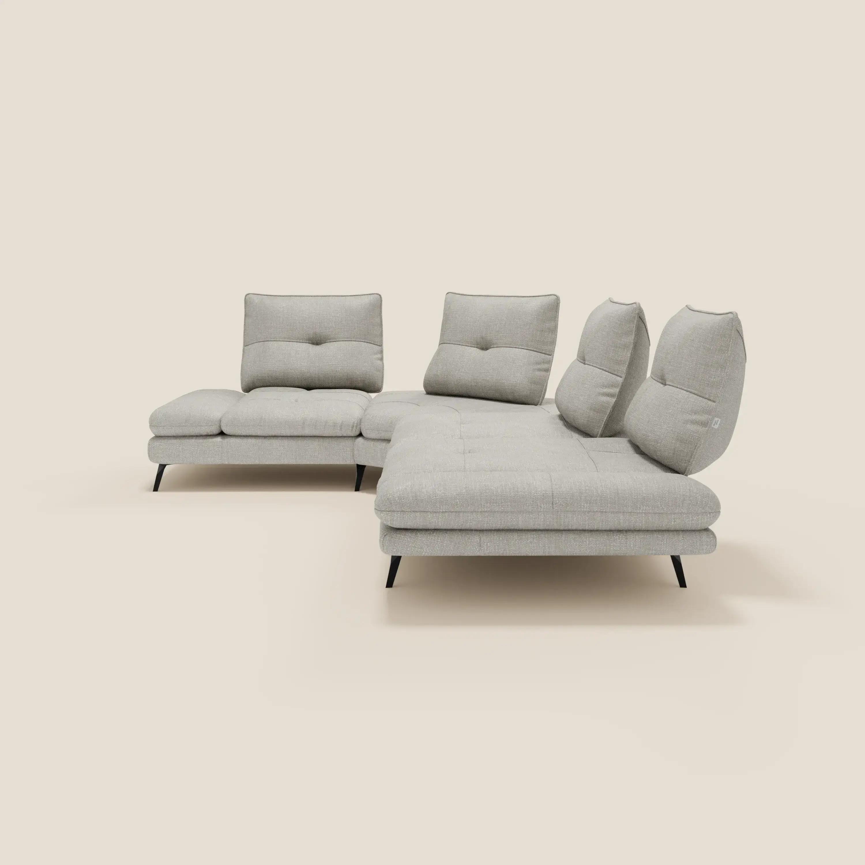 Ardex Canapé d'angle  - dossiers coulissants et accoudoirs réglables en élégant tissu imperméable T06 gris clair - Image 7
